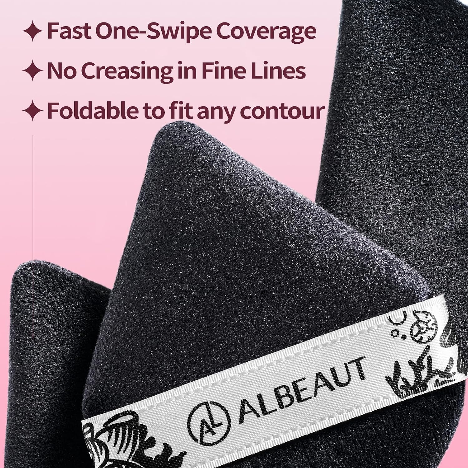 Albeaut Large Triangle Powder Puffs, Velour Makeup Sponges for Face | Large & High Density, Soft to Touch, Stylish Sliver Ribbon, Setting Powder Puff, Durable & Washable