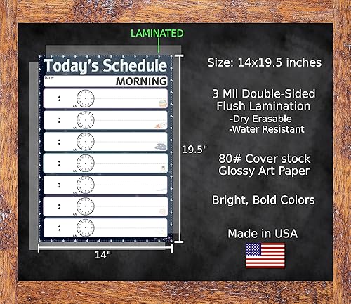 Miniatura 3 de Cuadros de horarios diarios espaciales, laminados de 14 x 19.5 pulgadas, carteles y decoraciones de aula de borrado en seco, suministros de regreso