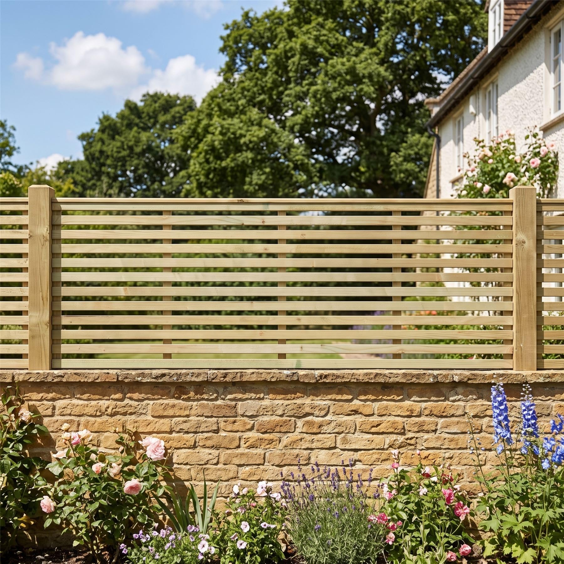 Fence Panel Topper 6ft x 2ft Vogue Slatted Garden Trellis Wooden