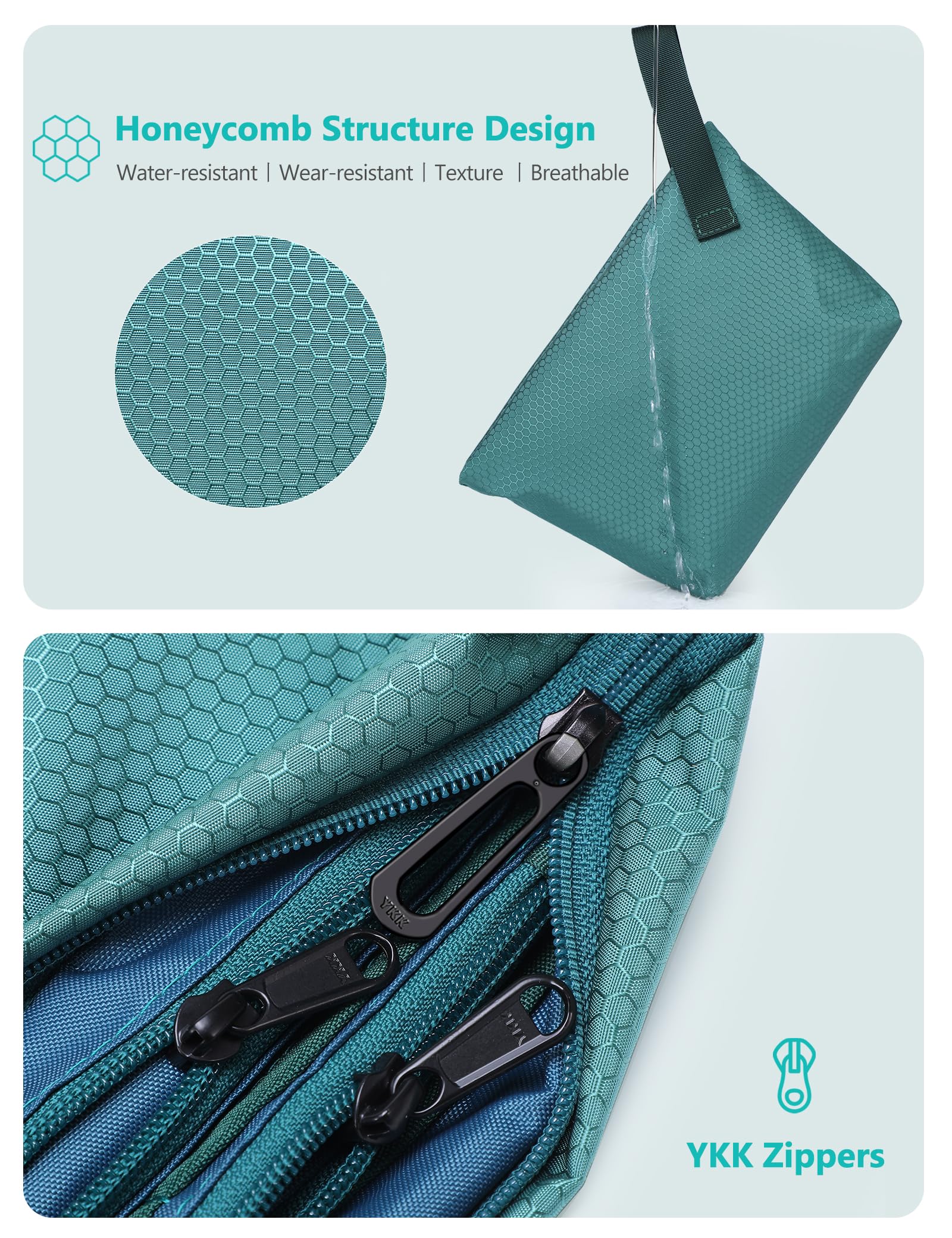 HYZUO Borse Organizer Cavi Viaggio Resistente All'acqua Portatile Porta Cavi, Tech Elettronica Accessori Gadget Borsa con Manico, Custodia Organizzatore per Caricatore, Cavo USB, Carte, Verde scuro