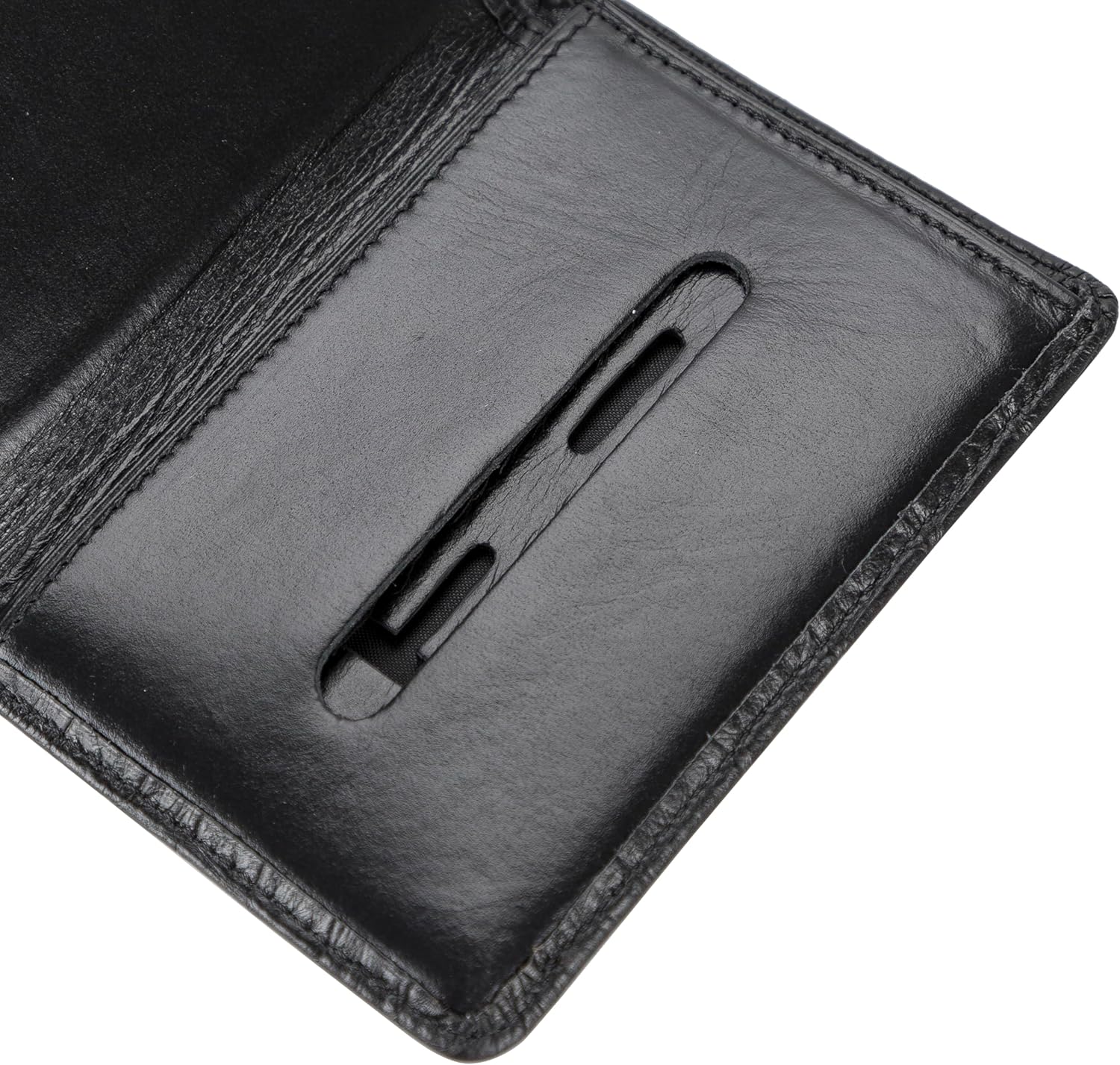 PD Holsters and Wallets Law Enforcement Badge Wallet, All Full Grain Leather, Fits Any Shape Badge with a Pin Back- Black