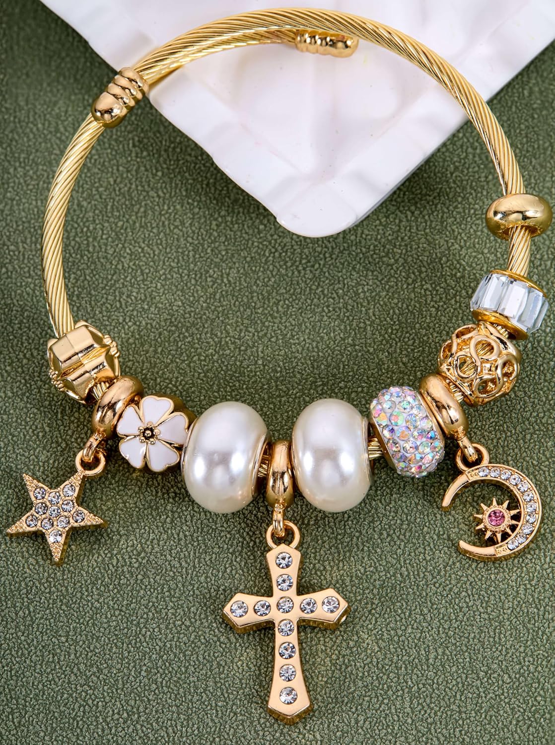 Gold-Tone Rhinestone Charms Set for DIY Jewelry Making - 36 PCS Assorted Metal Pendants for Bracelets, Necklaces, Earrings - Elegant Craft Supplies, Gift Ideas for Jewelry Lovers - Image 4