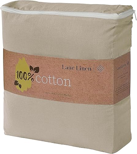 Miniatura 4 de LANE LINEN Manta 100% algodón, manta blanca para sofá, manta transpirable de 3 capas, colcha suave y ligera para todas las estaciones, colcha para