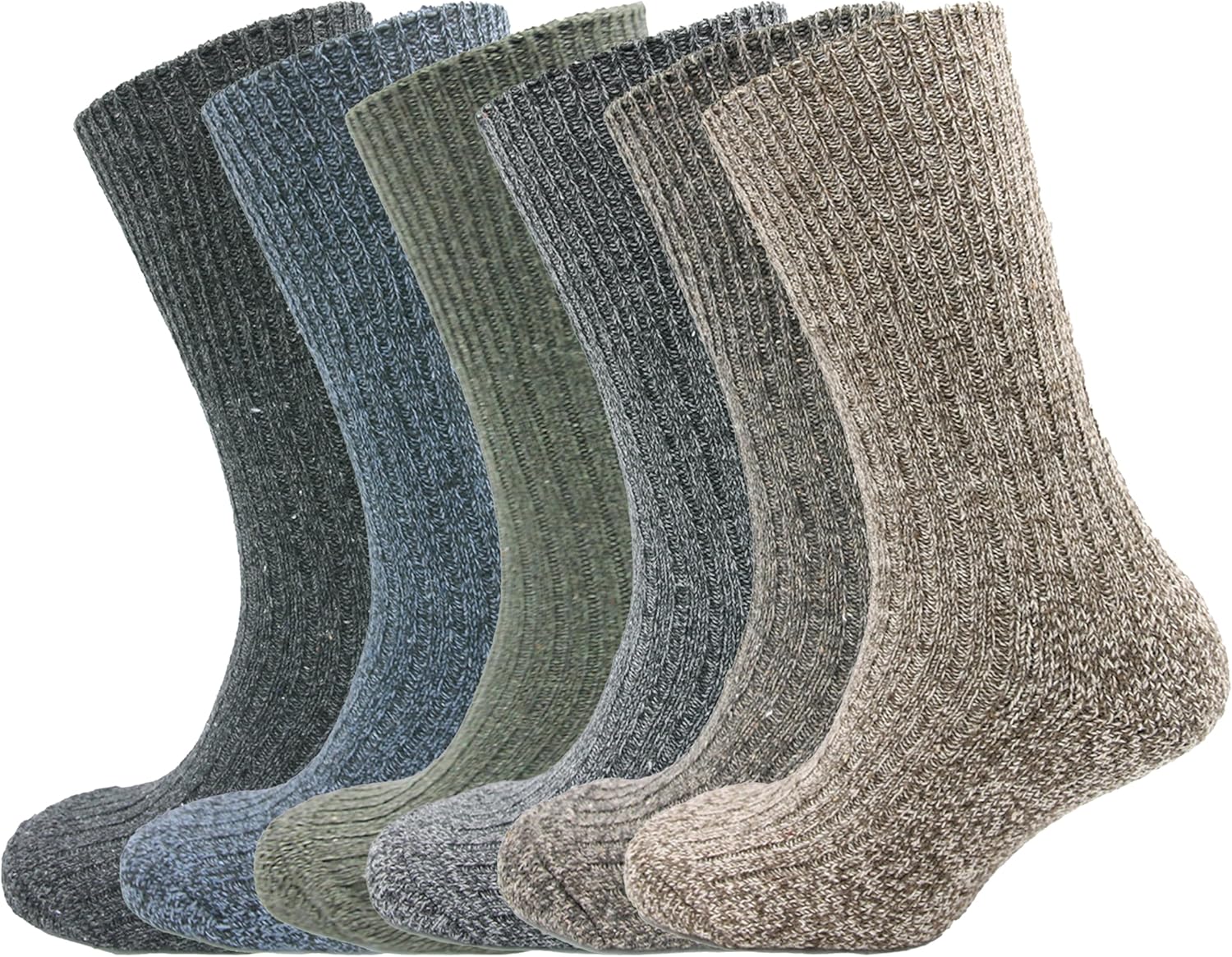 Sock Stack 6 Pairs Of Men's Non Elastic Wool Socks Thick Chunky Work
