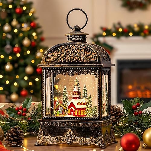 Miniatura 69 de Globo de nieve de Navidad, escena cardenal iluminada, linterna musical de agua de nieve, decoración navideña brillante y regalo para familiares
