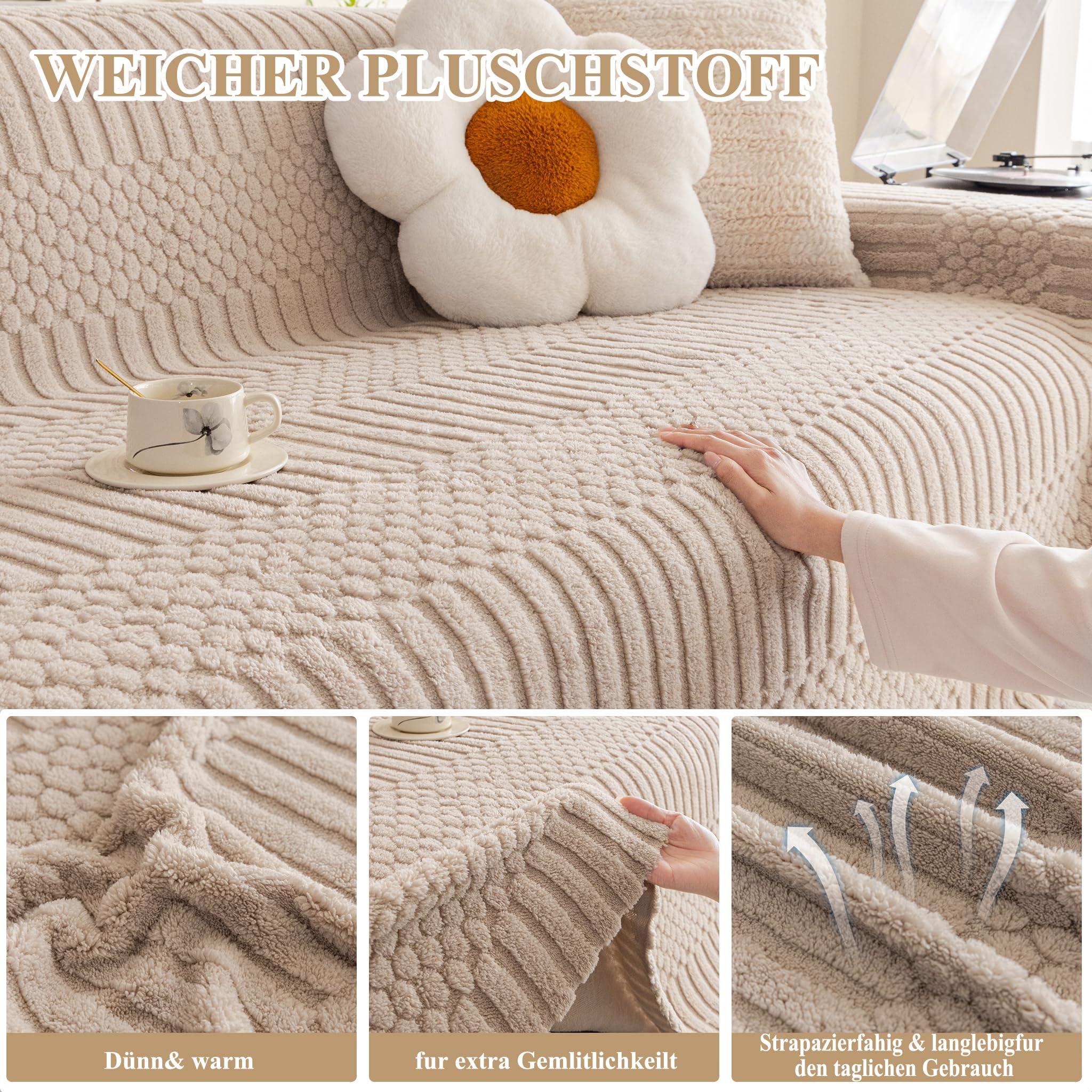 Homcomodar Sofa Überzug 2 Sitzer Weicher Leichter Khaki 180 x 260 cm