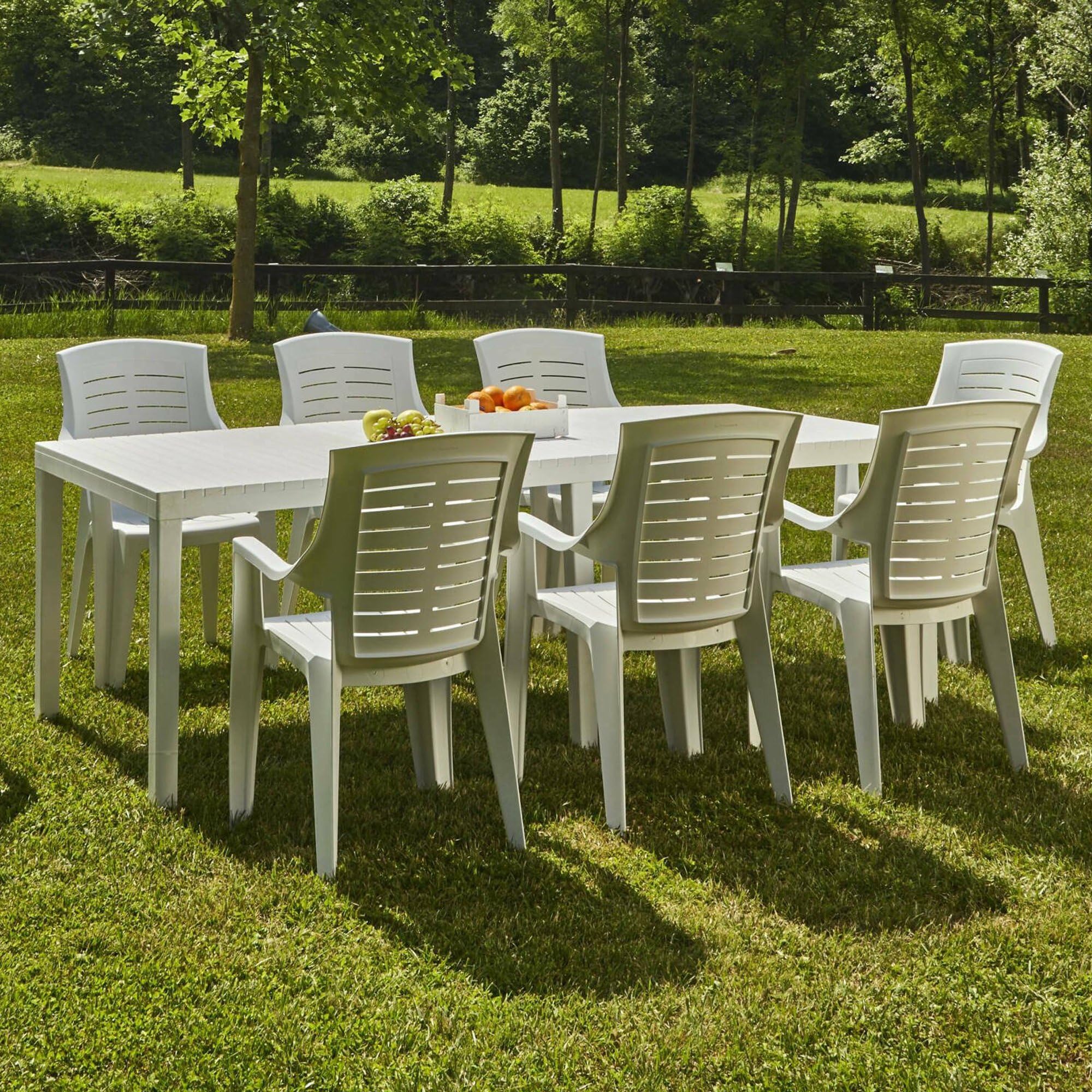 Dmora - Table d'extérieur Susa, Table à manger rectangulaire extensible, Table de jardin extensible, 100% Made in Italy, Cm 150x90h72, Blanc