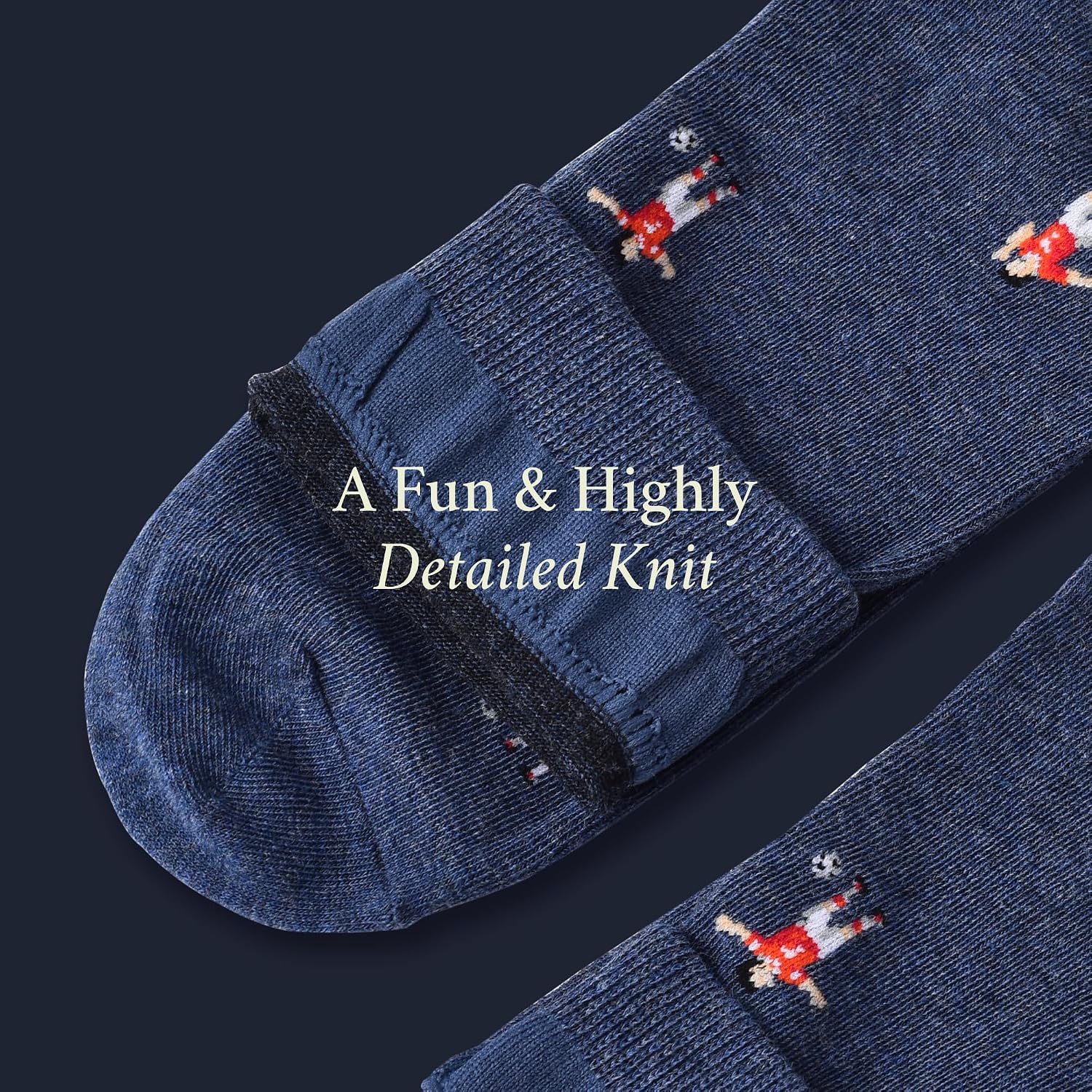 The Sulky Soccer Player Socks - Funny Soccer Socks - Funny Gifts for Men - 1 Pair, Size 8-13, Navy Blue - Awesome Footballer Gifts