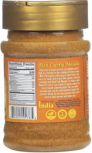 Miniatura 3 de Rani Fish Curry Masala (mezcla de curry de 14 especias para pescado) Tarro PET de 3 onzas (3.00 oz), tapa agitadora  Todo natural  Vegano  Apto para