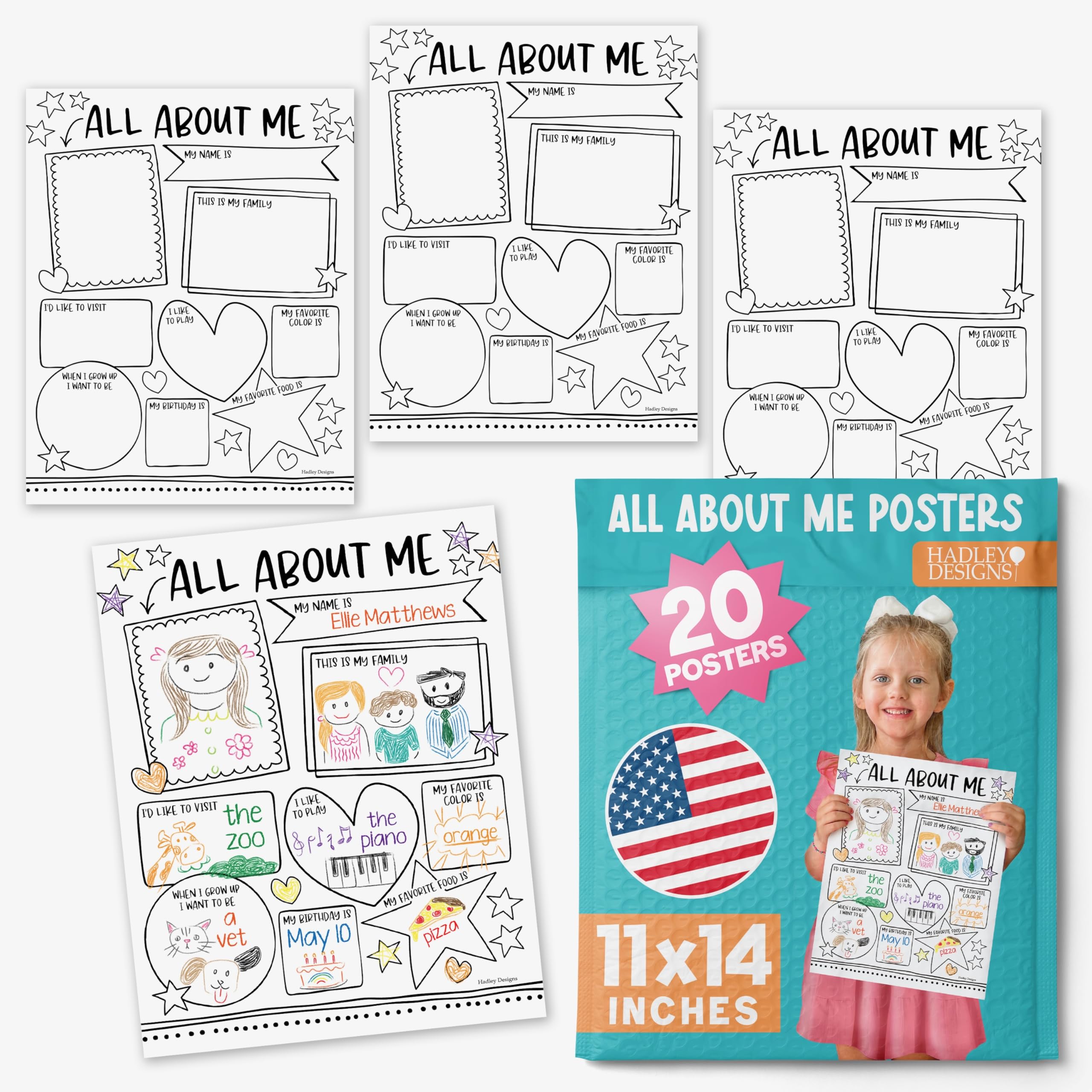 All About Me Posters Elementary - 20 Star of The Week Poster, All About Me Posters Preschool & Kindergarten, Star Student Poster, First Grade Classroom Must Haves, Teacher Supplies