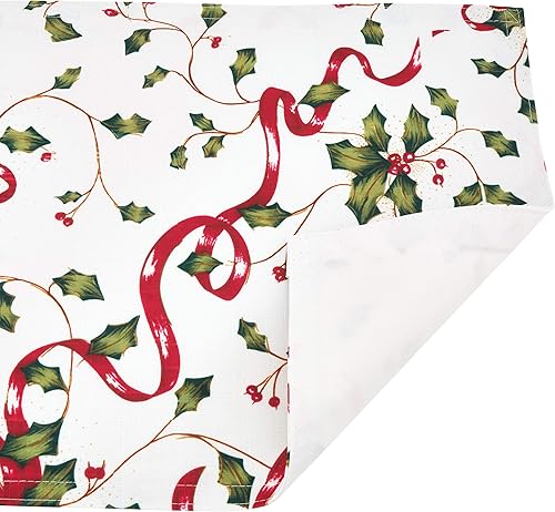 Miniatura 3 de Fennco Styles Holiday Holly Collection - Juego de 4 manteles individuales clásicos de 13 x 19 pulgadas, juego de 4 manteles individuales multicolor