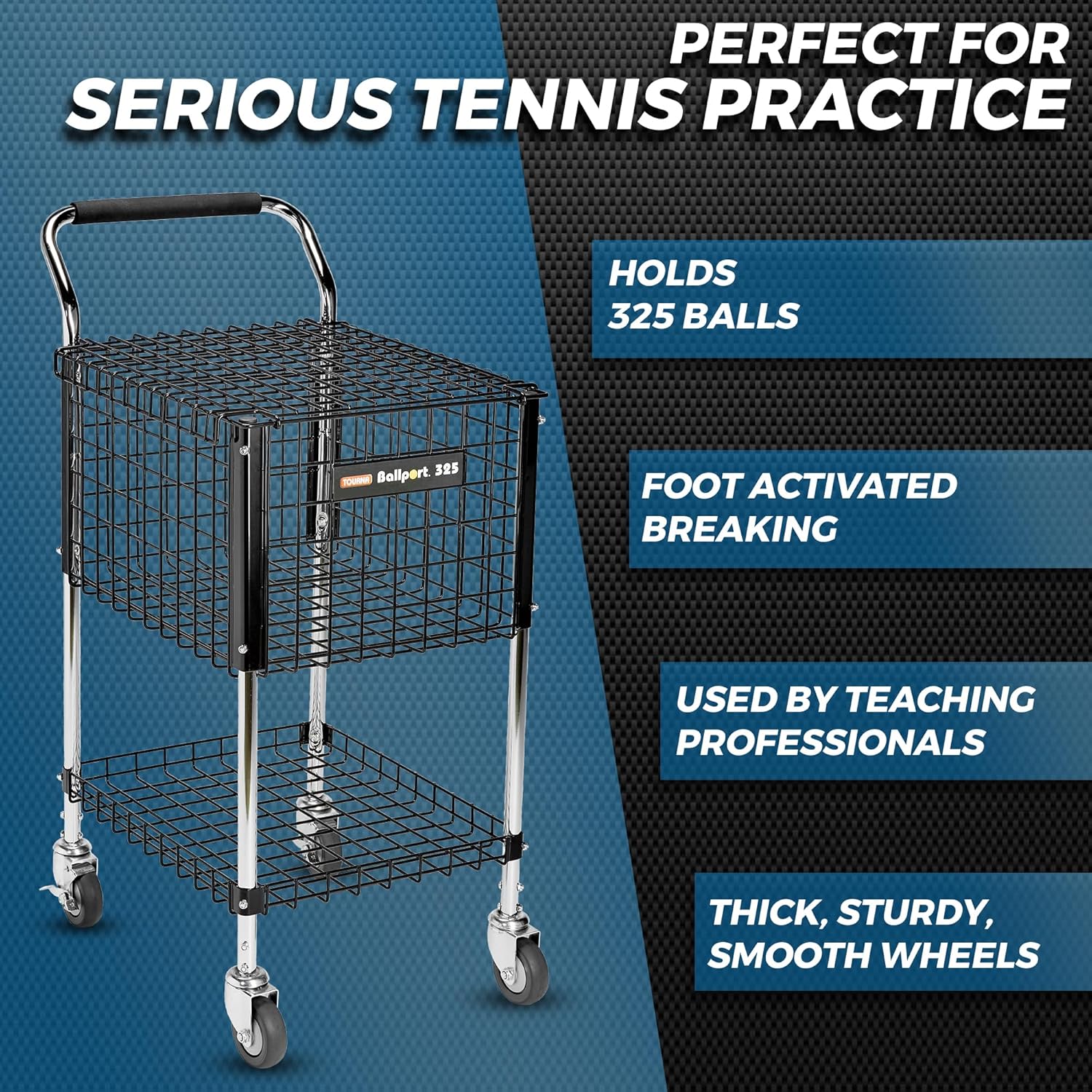 Tourna Ballport 325 Ball Tennis Teaching Cart, Professional Grade Used by Pros