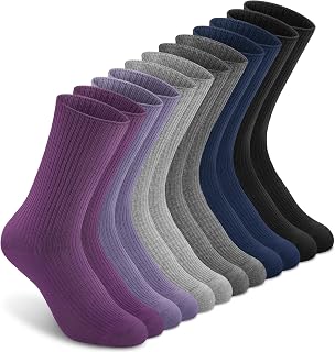 YSense Women's Cotton Crew Socks 6 Pairs, Long Cute Aesthetic Neutral Athletic Boot Socks for Women Stocking Stuffers Gifts