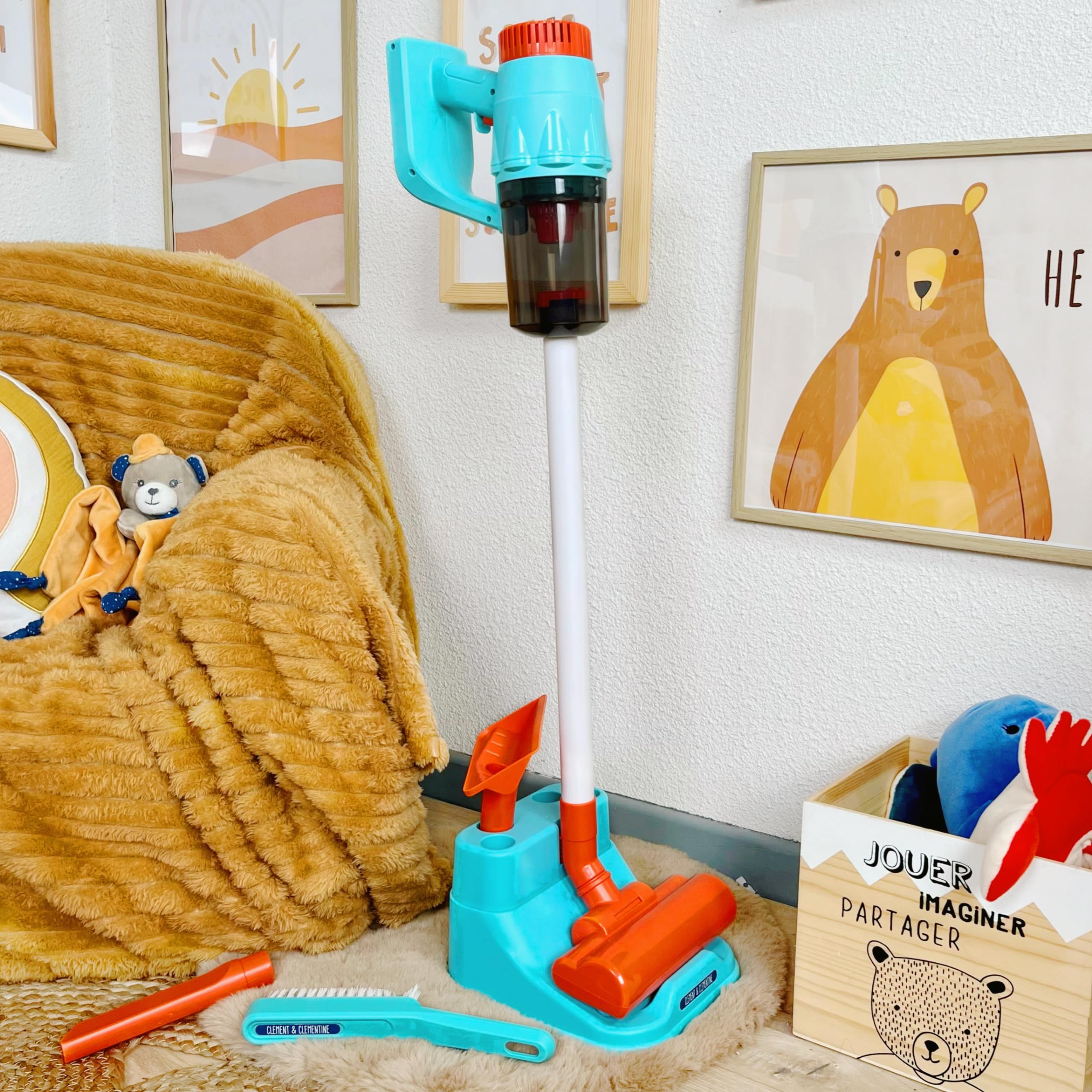 Cordless Vacuum with Accessories - Pretend Play - 110401 - Blue - Plastic - Household - Children's Toy - Batteries Not Included - 67 cm x 18 cm - Suitable for Ages 3 And Up