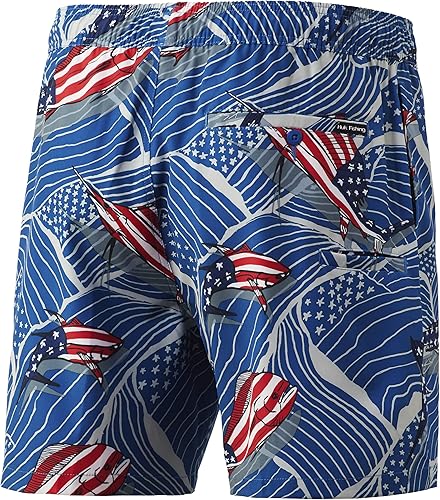 Miniatura 13 de HUK Pantalones cortos de pesca y natación Playa de secado rápido para hombre + UPF 30 Key Lime - 6",Trenza - 6",Rosa cebada - 17",Resplandor azul