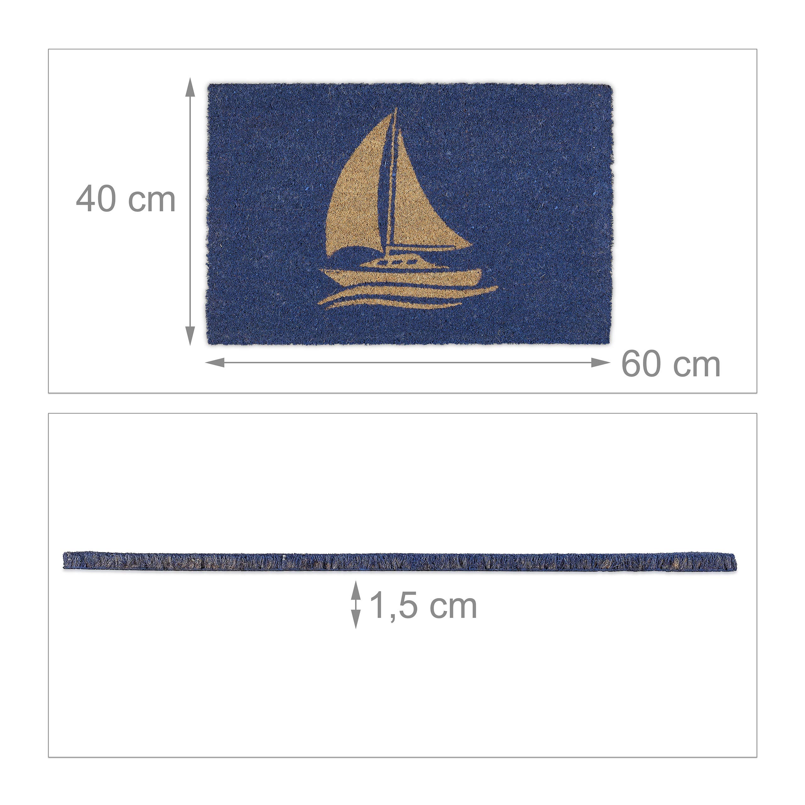 Kokos-Fußmatte Mit Segelschiff – 60x40 Cm, Rutschfest Für Innen & Außen