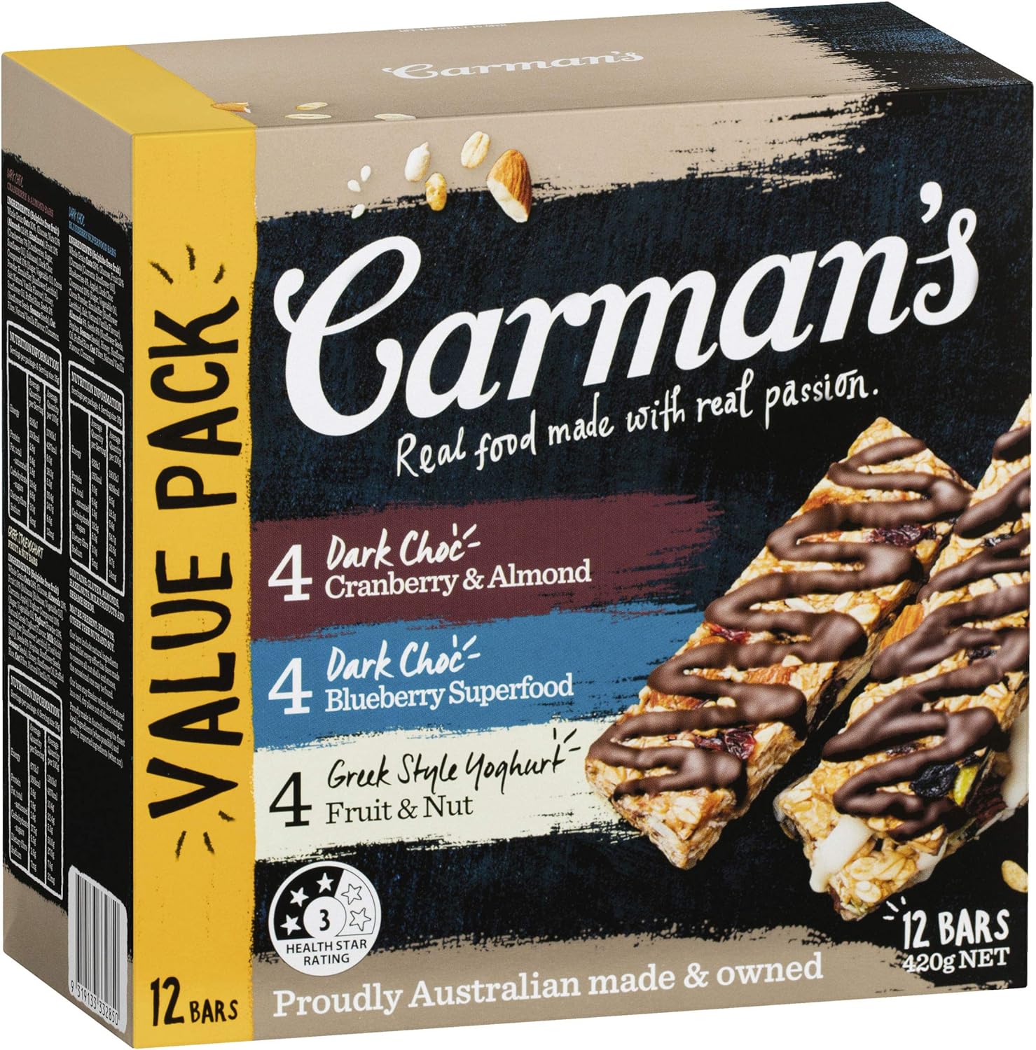 Carman's, Muesli Bar Variety Pack Dark Choc & Yoghurt, 420 Grams