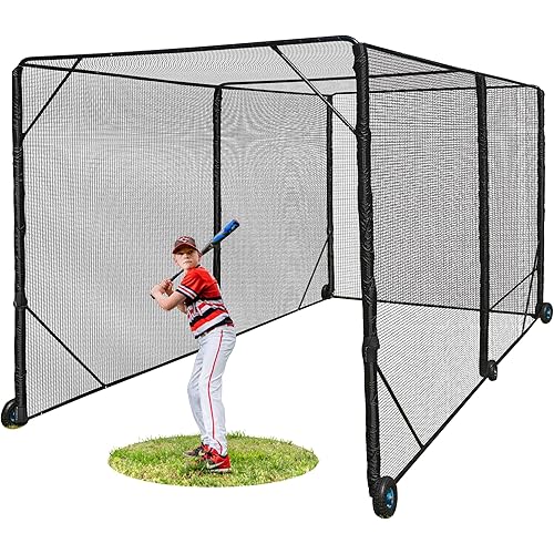 Heavy Duty Baseball and Softball Batting Cage with Wheels (20 FT)
