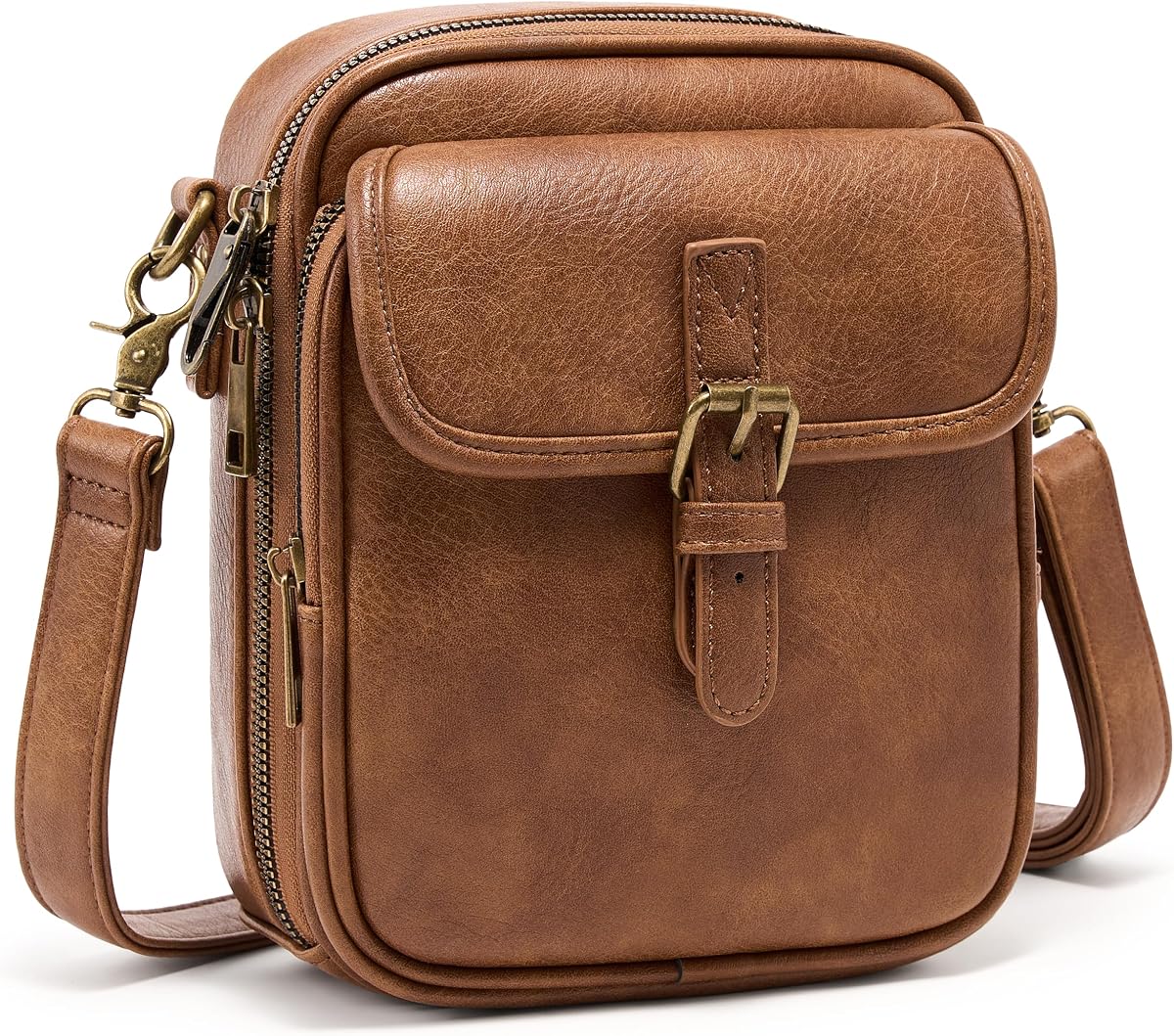 Bolso bandolera pequeño para mujer con ranuras para tarjetas Bolso mensajero de cuero vegano Cartera para hombre, bolso de hombro antirrobo con cuerpo cruzado
