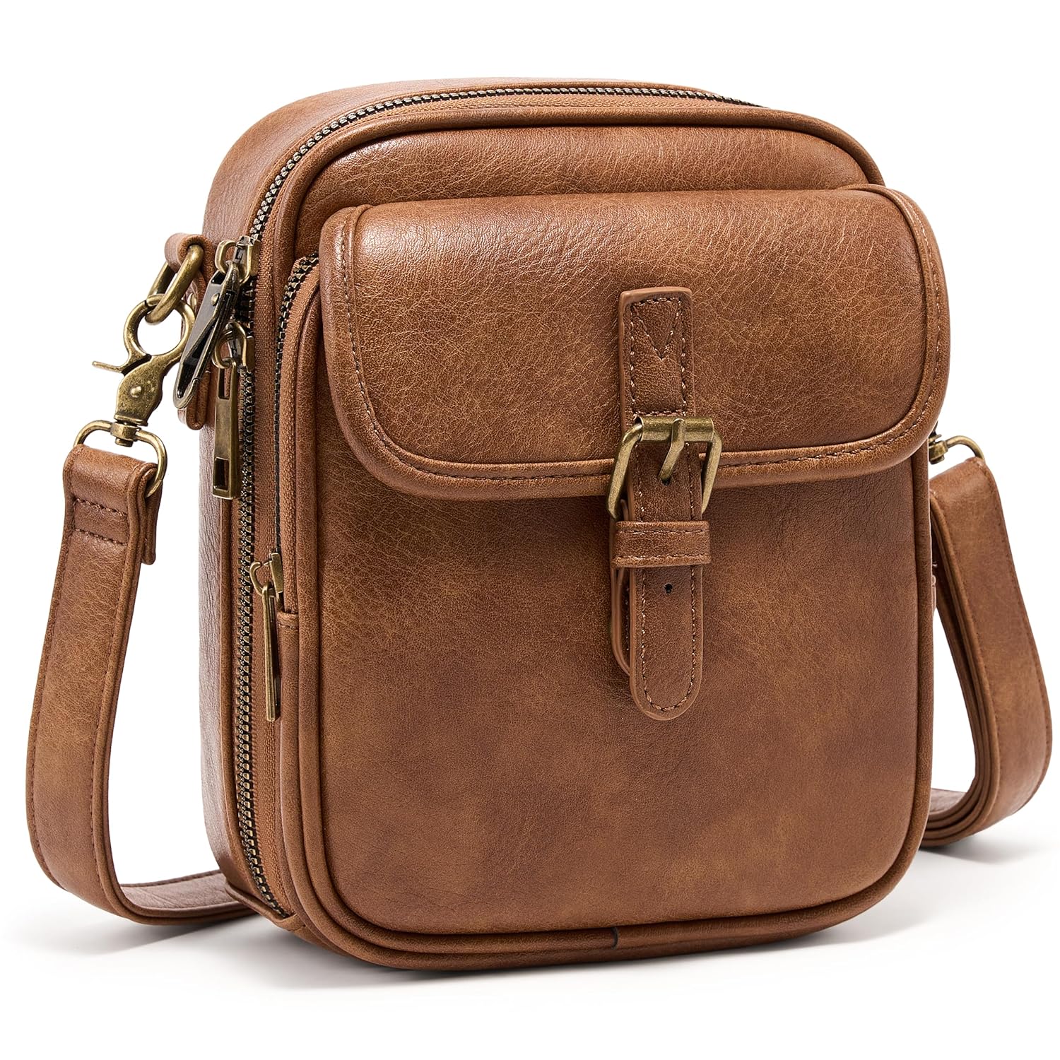 Small Messenger Bag Vegan Leather Crossbody Bag for Women Men Vintage Cross Body Shoulder Purse with Card Slots