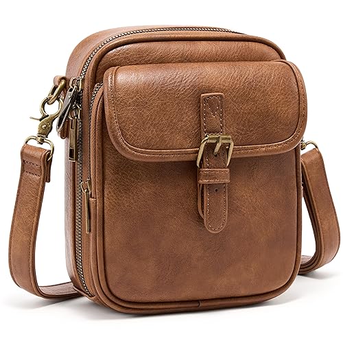 Small Messenger Bag Vegan Leather Crossbody Bag for Women Men,