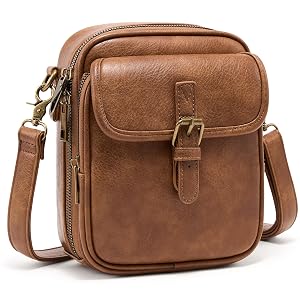 Small Messenger Bag Vegan Leather Crossbody Bag for Women Men Vintage Cross Body Shoulder Purse with Card Slots