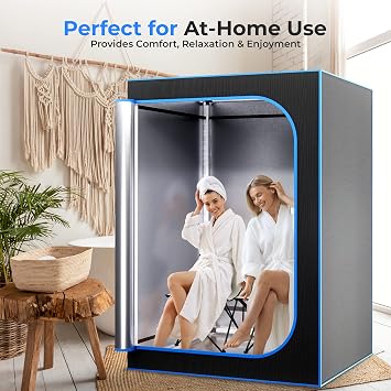 SereneLife Full Size 2 Person Portable Steam Sauna for Detoxification Personal Home Spa for Home Detox Calm Your Body and Mind, Remote Control, 2 Foldable Chairs,