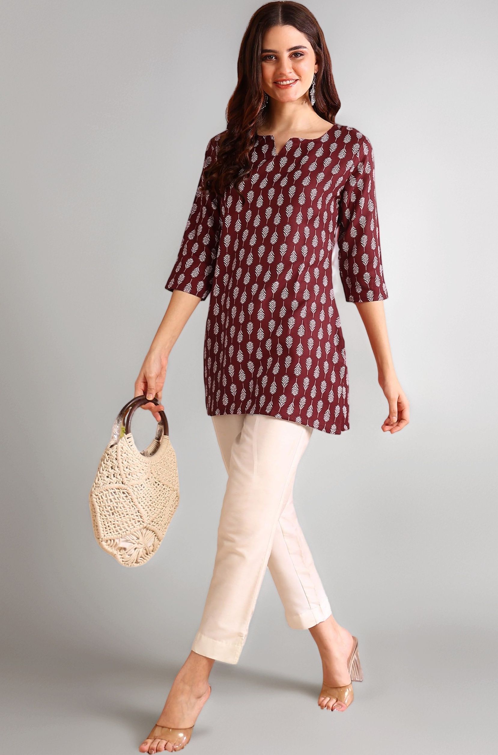 DSK Studio Women's Short Kurti in Black Rayon Cotton Blend | Ladies Ethnic Tunic | Office