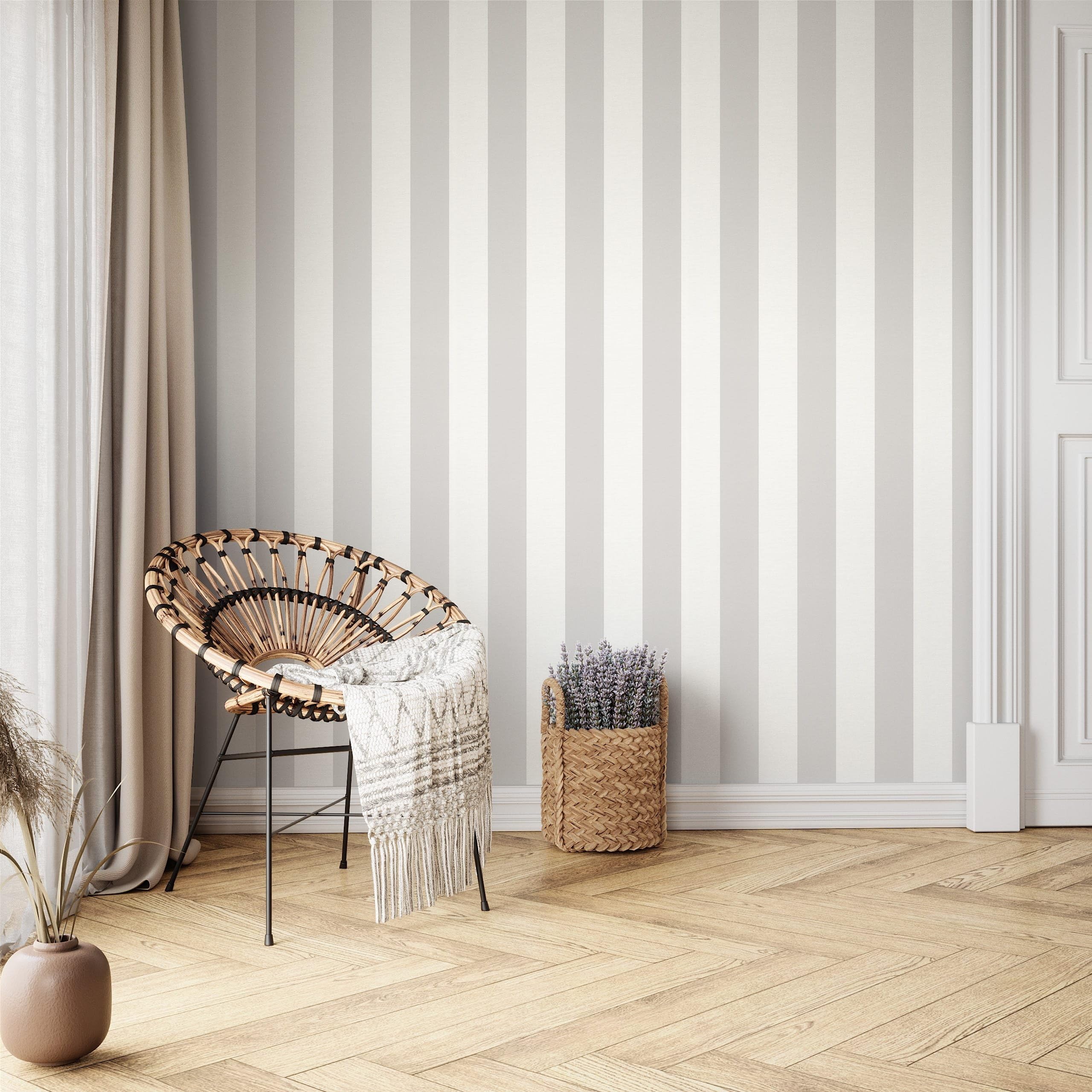 Papel Pintado Vintage Con Líneas Gris Y Blanco - Moderno, Fácil De Colocar, Para Darle Un Toque Especial A Tus Paredes