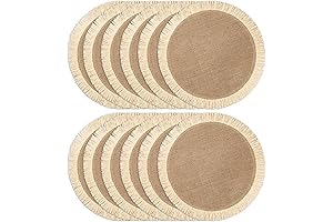 Set of 12 Woven Burlap Round Placemats