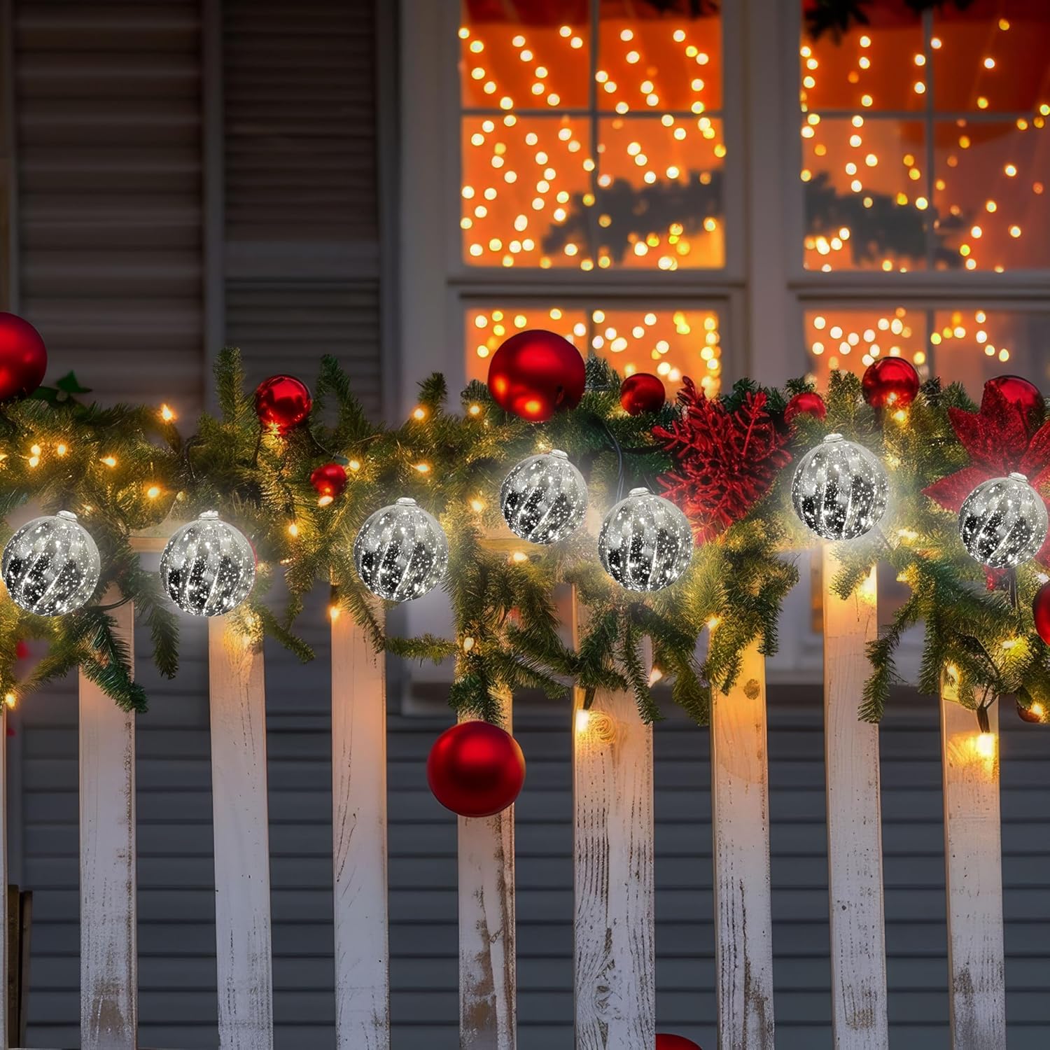 LAMPHOME Christmas Ball Ornament Lights,17FT 20 Bulbs Christmas Tree Lights, Indoor or Outdoor Christmas String Lights,Plug in Expandable Wire Lights for Christmas Holiday Party
