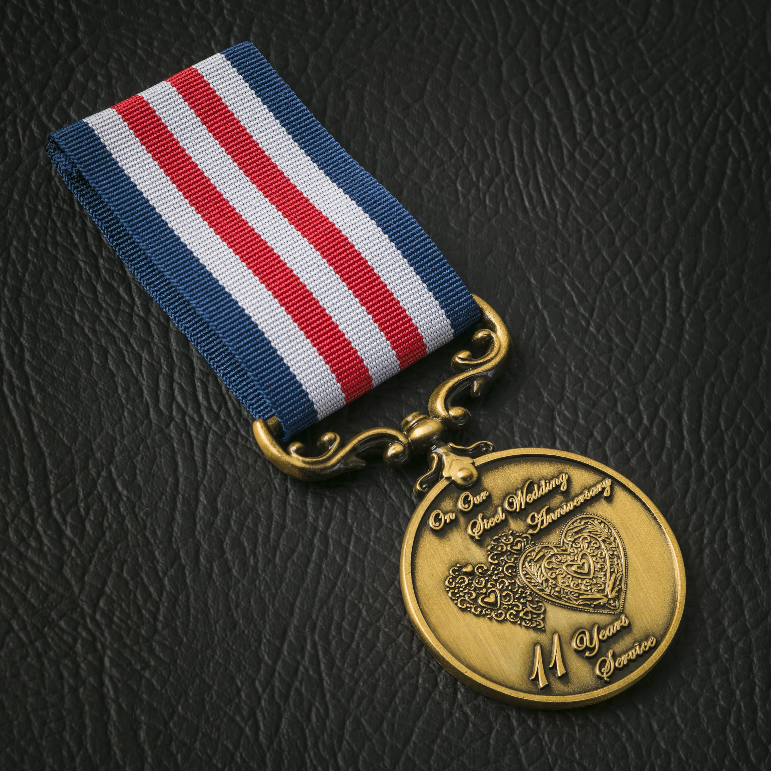 The Commemorative Coin Company Gold Our 11Th Steel Wedding Anniversary Long Service/Bravery Medal. Gift For Partner/Husband/Wife 11 Years Of Marriage