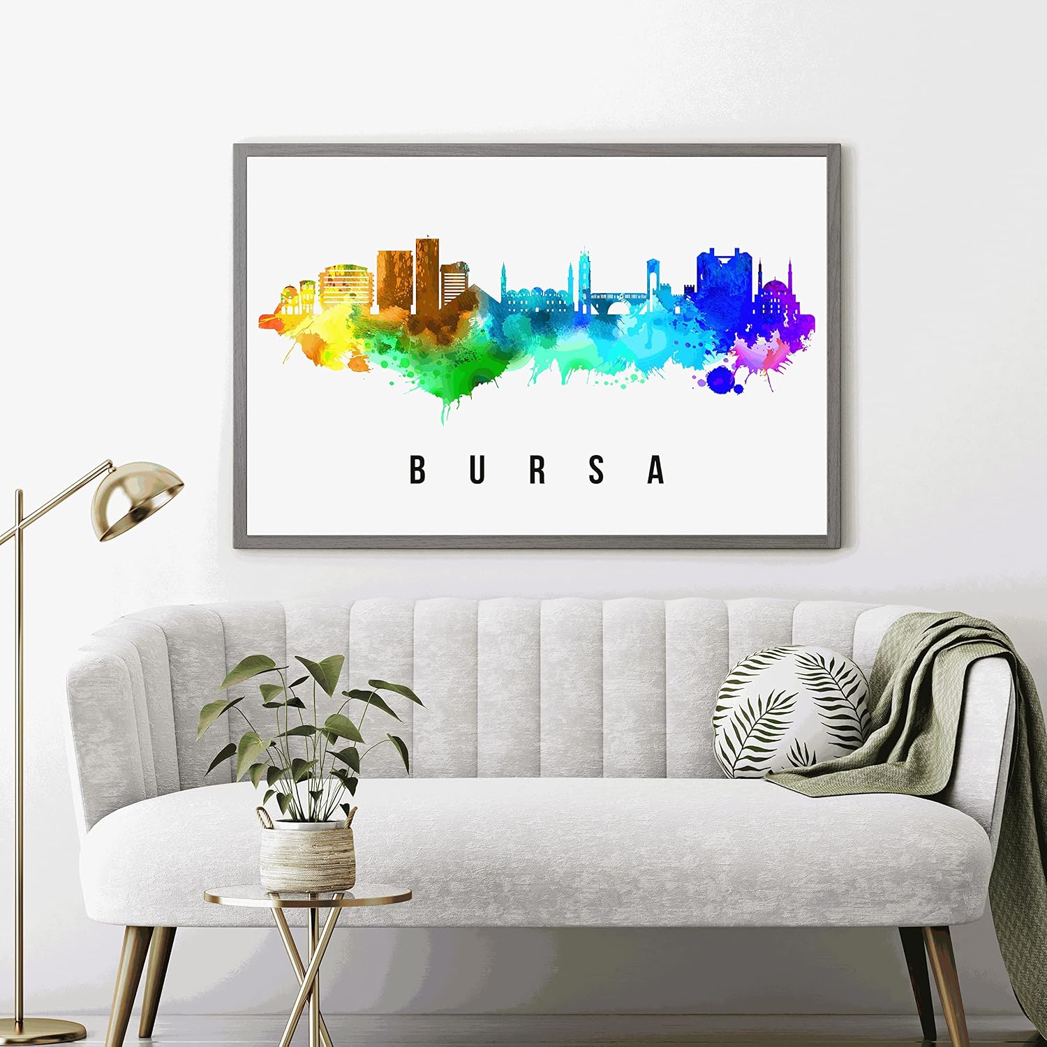 Bursa Skyline Turkey Poster, Bursa Cityscape Painting, Turkey Poster, Bursa Cityscape and Landmark Print, Home Wall Art, Office Wall Decor - 12x18 Inches