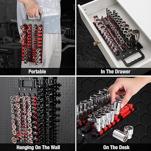 Miniatura 6 de ALOANES Bandeja organizadora de enchufes portátil de 48 piezas, soportes de enchufe con mango portátil, kit de soporte de enchufe resistente, 12
