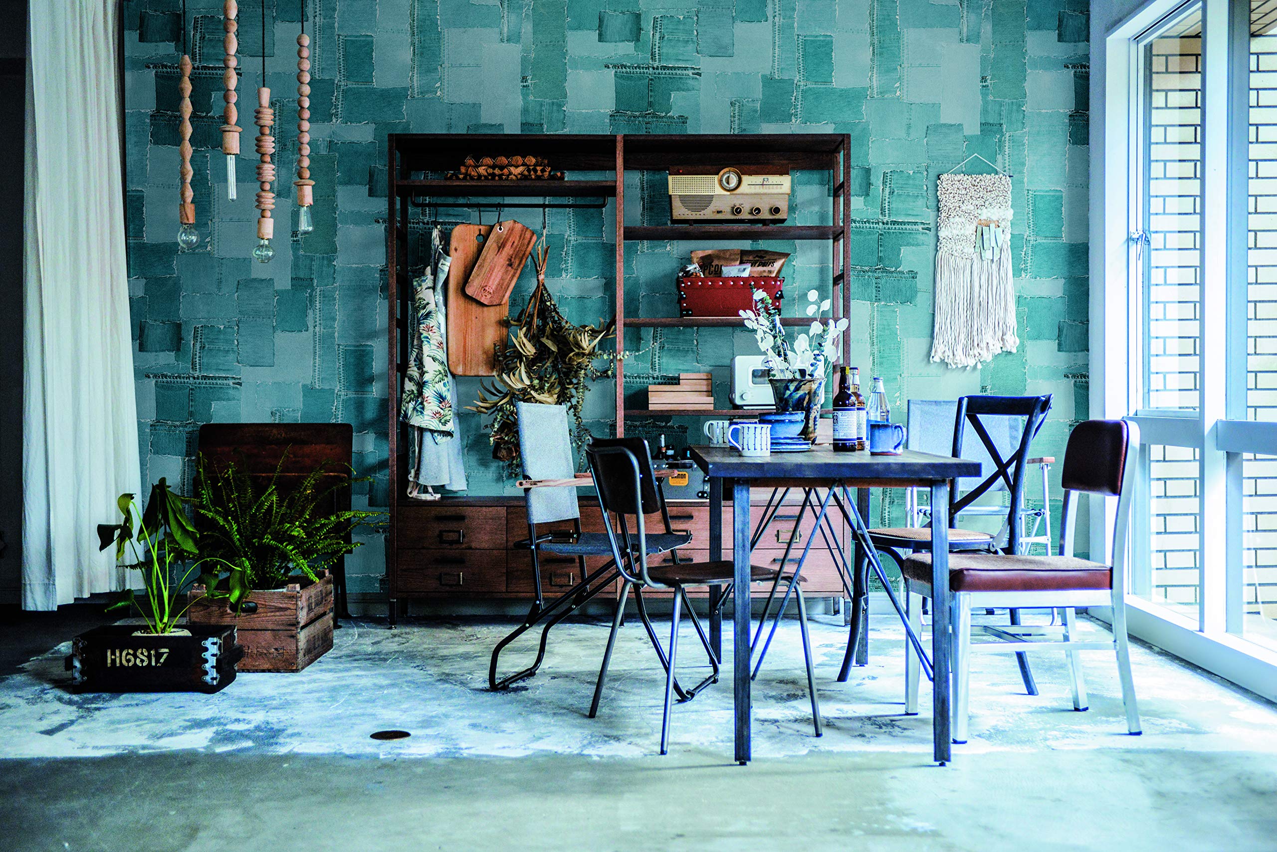 Amazon | シンコール アクセント壁紙 BA5108 デニムパッチワーク 幅92x