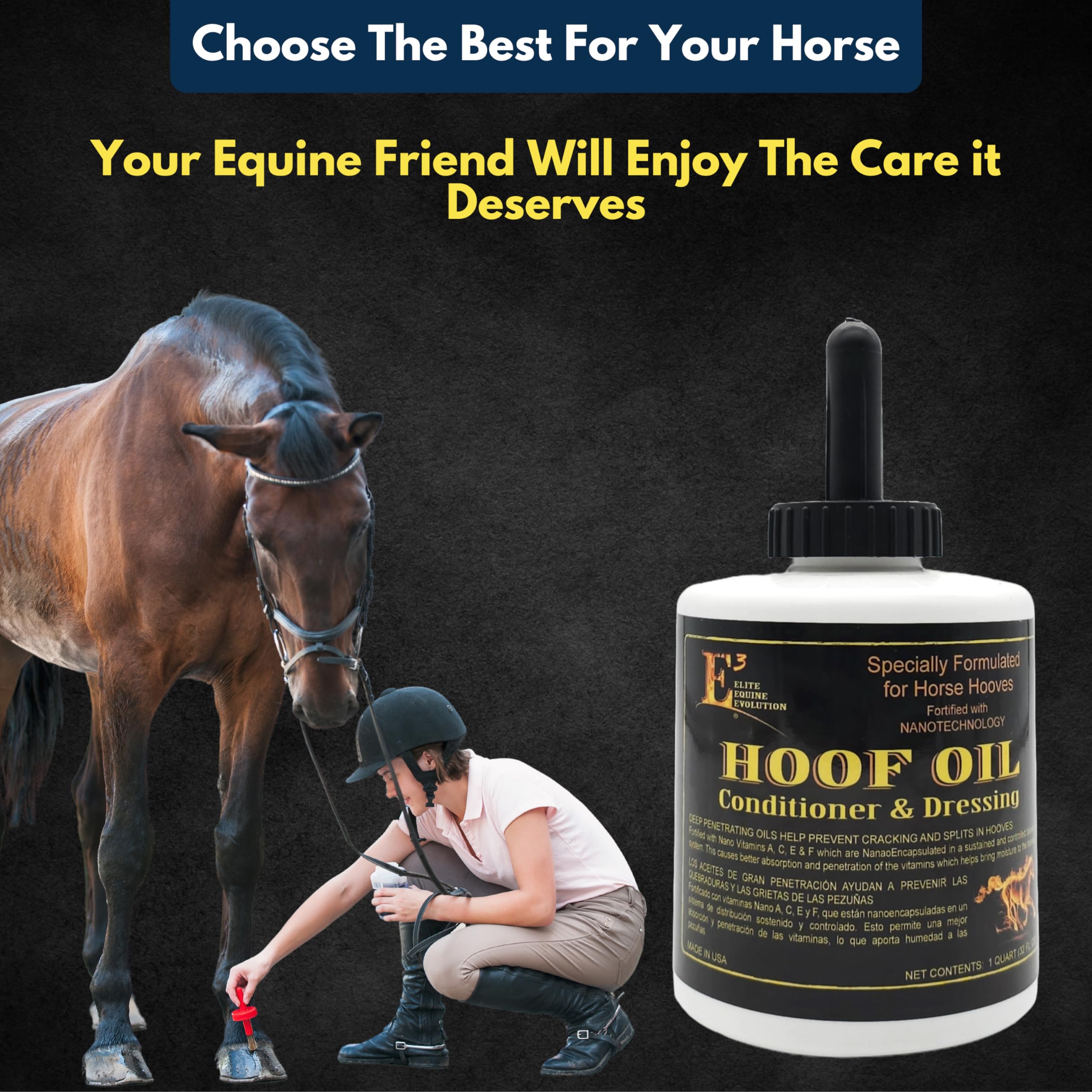 E3 Hoof Conditioner & Dressing Oil 32 oz, Expert Formula for Nourishing & Protecting Horse Hooves, Deep Conditioning for Elasticity, Enhances Shine, Protective Barrier, Easy Application - image 6