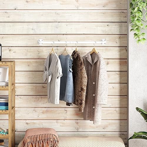 Miniatura 5 de Perchero industrial para ropa de tubería montado en la pared, resistente que ahorra espacio, barra de ropa desmontable multiusos para colgar, 36