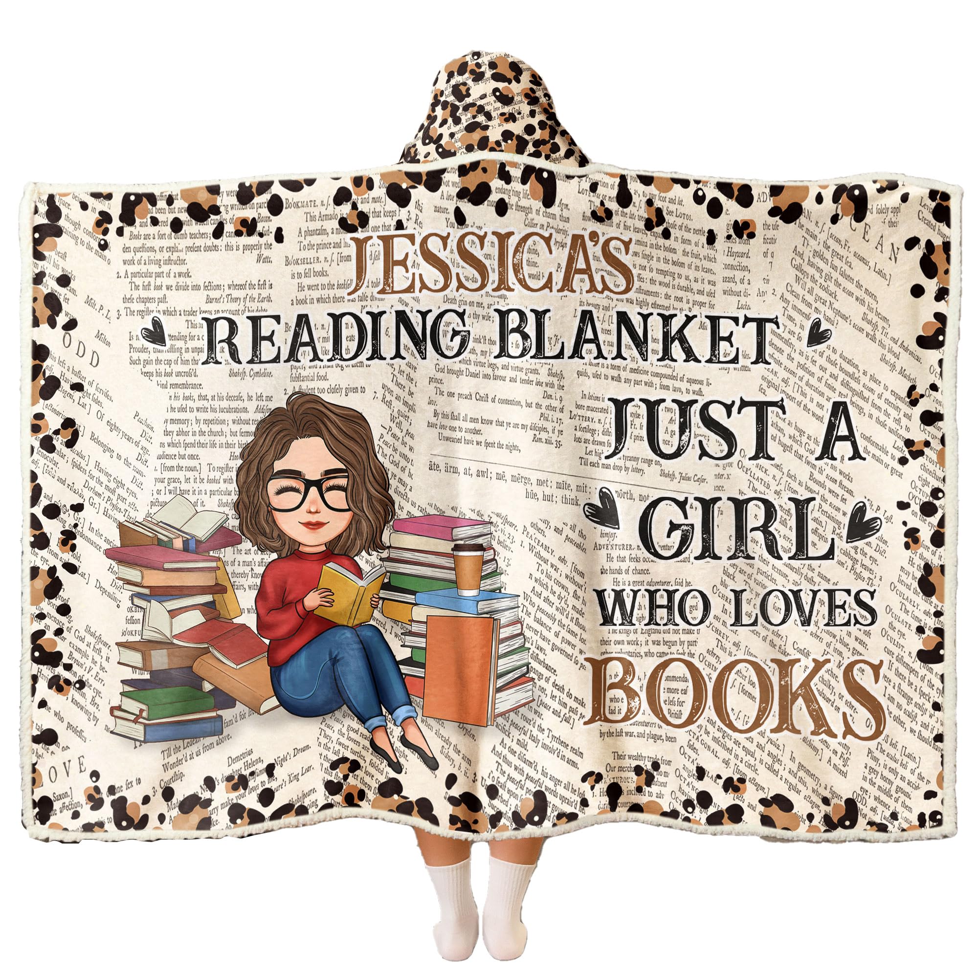 Macorner Personalized Wearable Hooded Blanket, Book Lovers Gifts for Reading Lover Bookish, Literary Gift Ideas, Bookworm Gifts