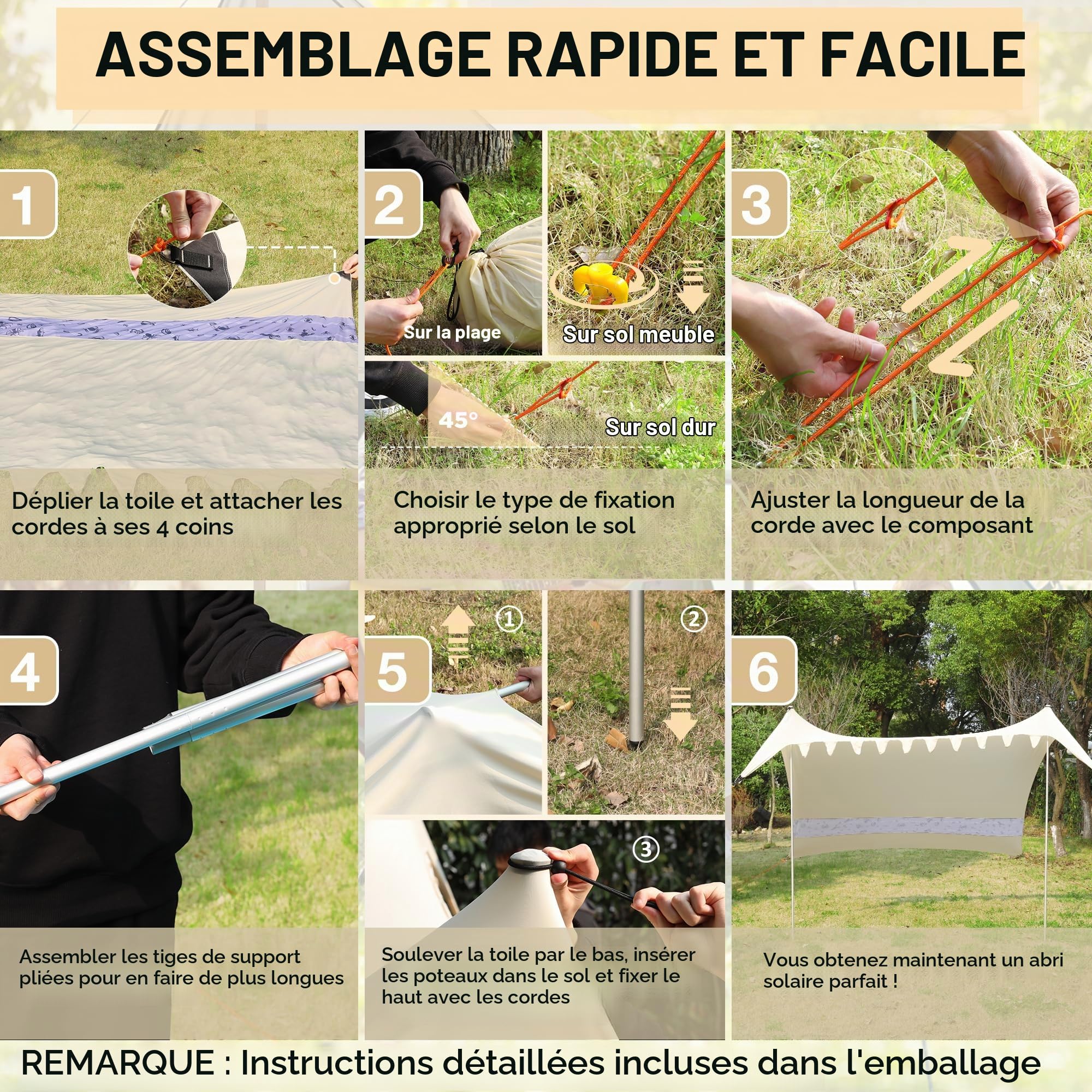 VILLEY Tente de Plage Anti-UV, UPF50+, Abris de Plage pour 3 Personnes | Lycra Tente avec 2 Pièces Poteaux en Aluminium et Sac de Sable pour Camping L'extérieur,2m x 2,4m