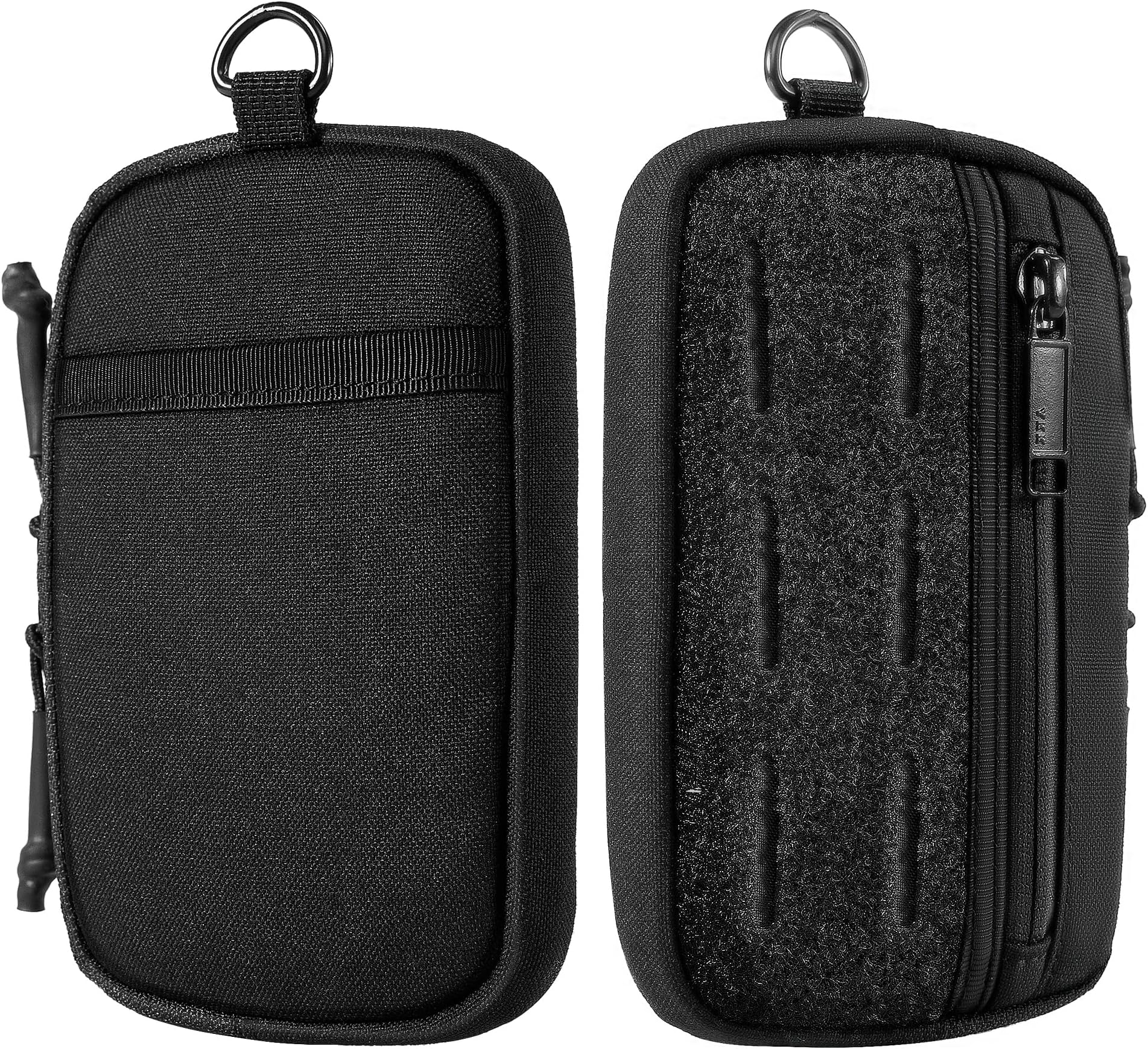 1TG Wallet with RFID Protection Coin Purses 500D Nylon Small Wallet with Zip Molle Card Case EDC Bag for Men and Women, Black