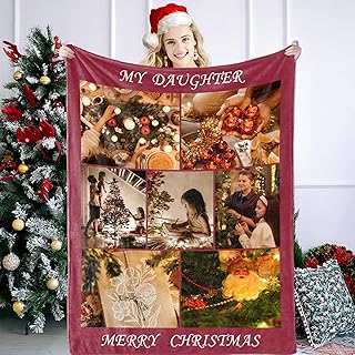 Youltar Christmas Unique Gifts-Custom Blankets with Photos, Christmas Personalized Gifts for Family, Friends, Men, Women, Customized Pictures Collage Blanket 4 Sizes