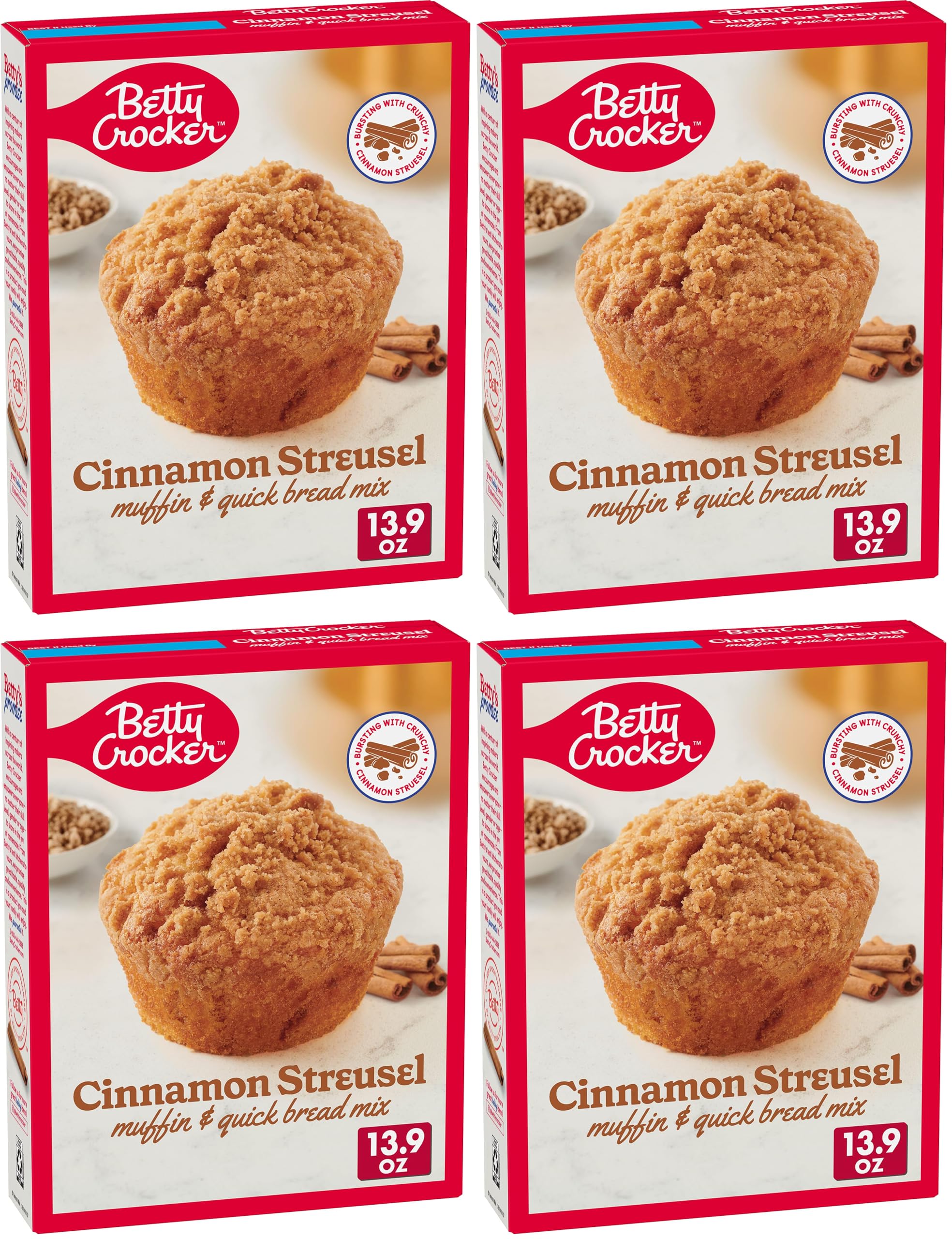 Betty Crocker Cinnamon Streusel / 13.9 Ounce (Pack of 4) / 1 Muffins & Quickbreads