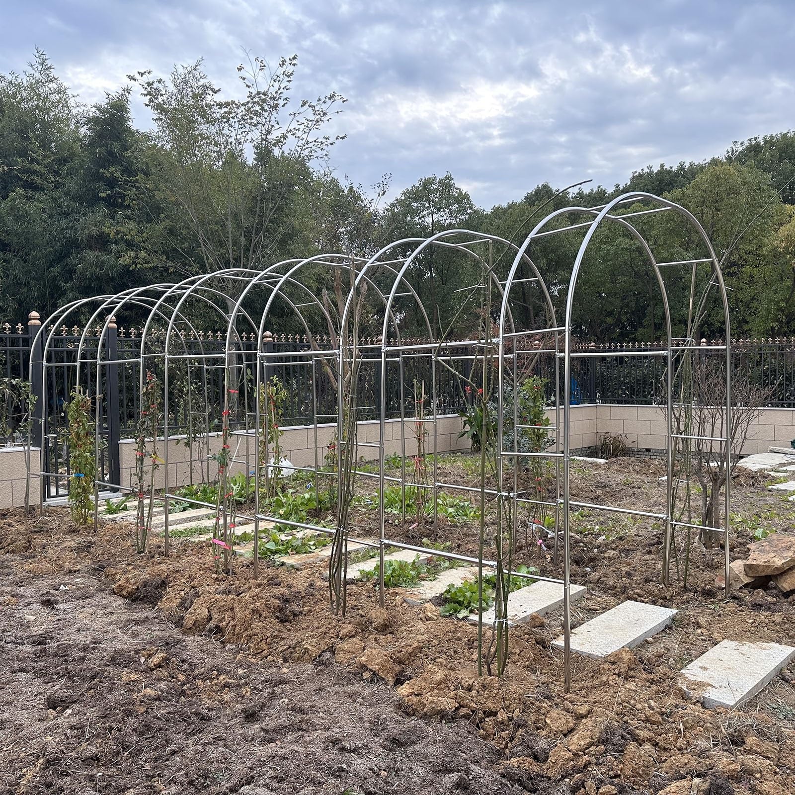 Arche de Jardin en métal 2,2x2,4m pour plantes grimpantes et pergola