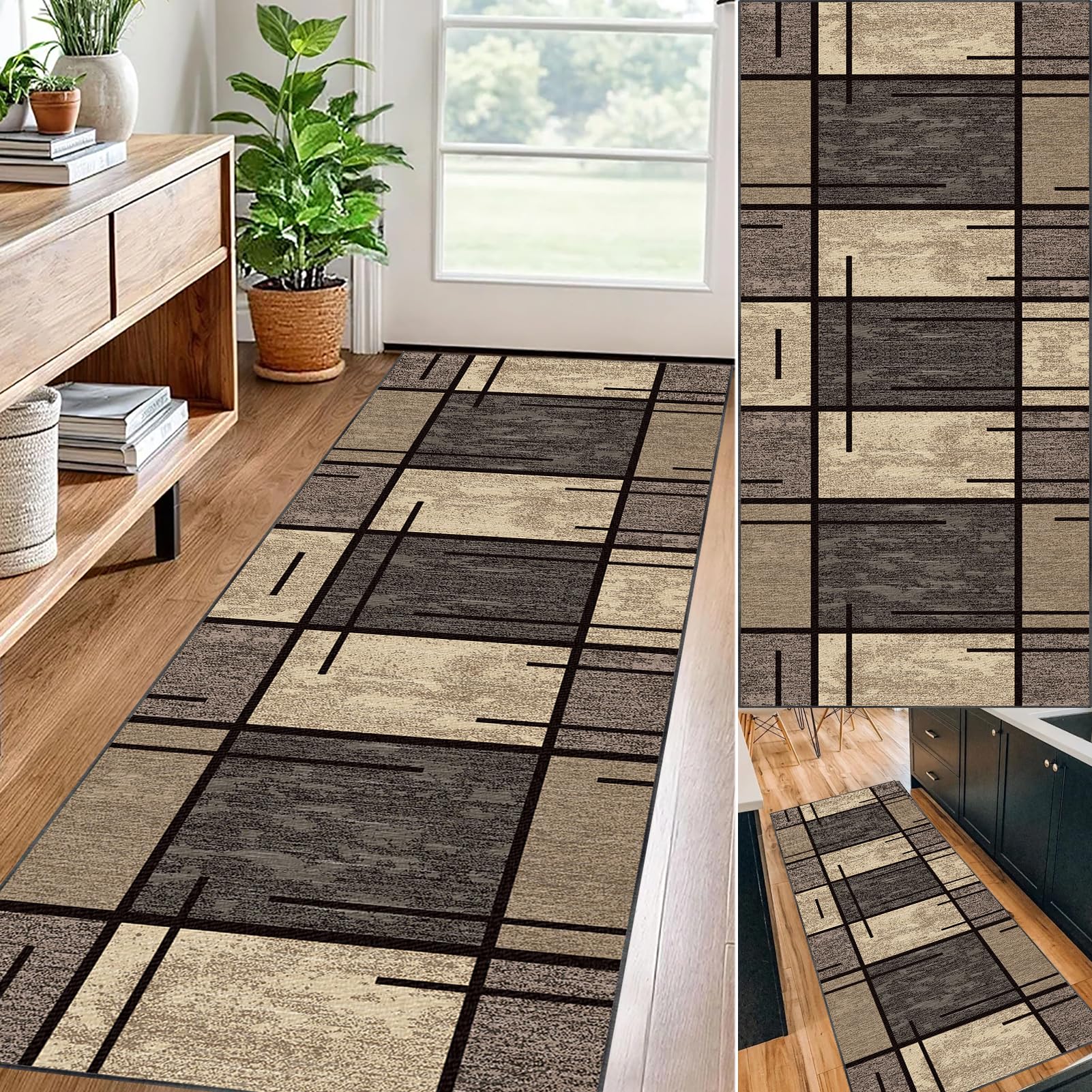 ZHONGYANAN Runner Rug for Hallway, Kitchen, Entryway - Geometric Pattern, 40 x 60 cm, Non-Slip, Washable, Modern Style