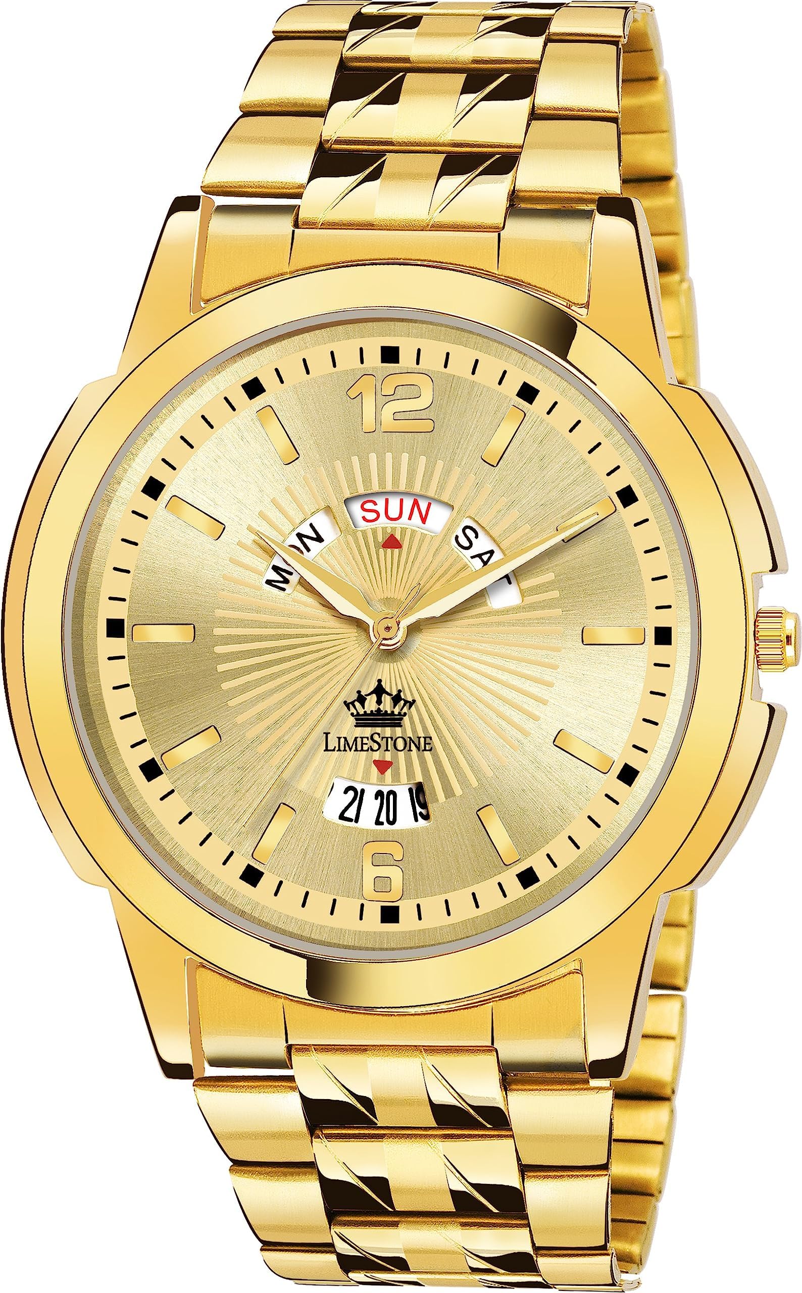 LIMESTONE Day & Date Original Gold Plated HMTS Quartz Analog Watch - for Men (B0CCJ32112) Amazon Price History, Amazon Price Tracker