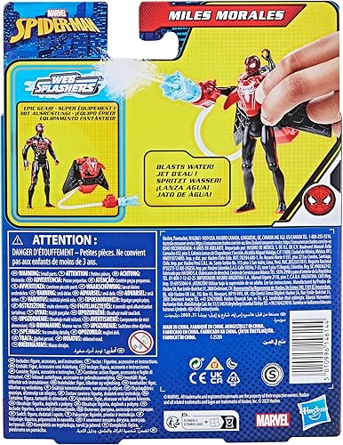 Miniatura 5 de Marvel Spider-Man Aqua Web Warriors - Figura de acción Miles Morales de 4 pulgadas con accesorio de equipo de agua recargable, figuras de acción