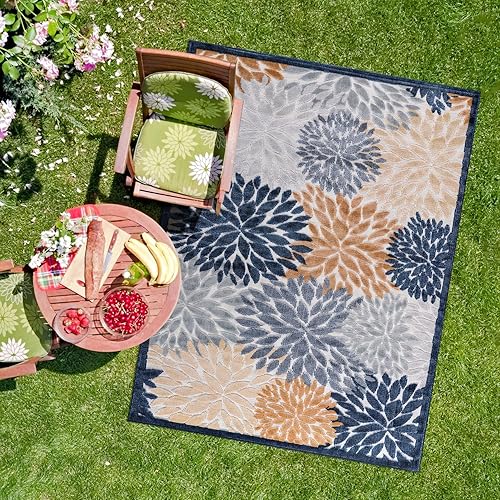 Miniatura 16 de CAMILSON Indoor Outdoor Rug 5x7 Bohemian Medallion Floral Area Rugs for Indoor and Outdoor Patios Easy-Cleaning Non-Shedding Living Room Garden and