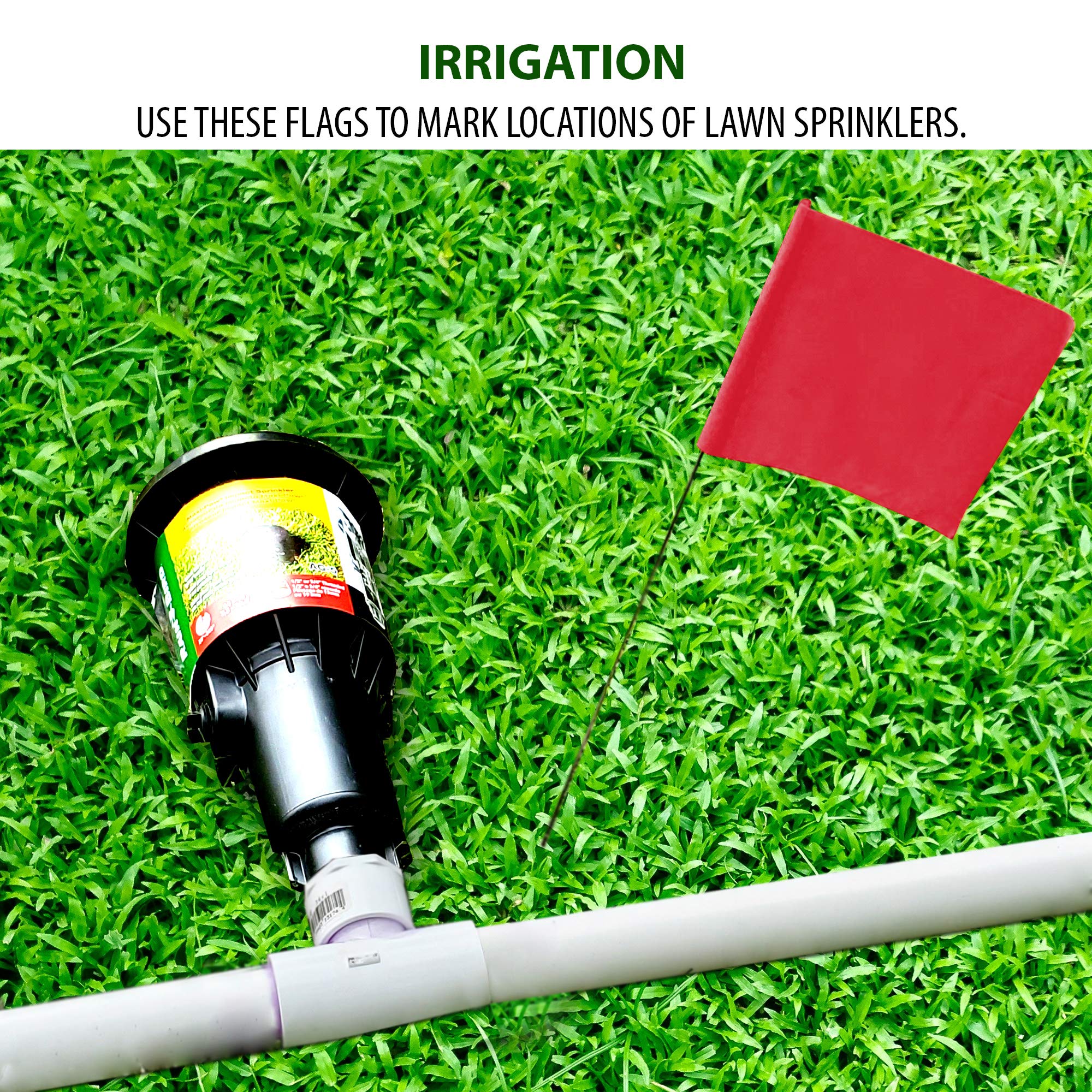 Red Marking Flags 100 Pack ACE Supply 4x5Inch Red Flag on 15Inch