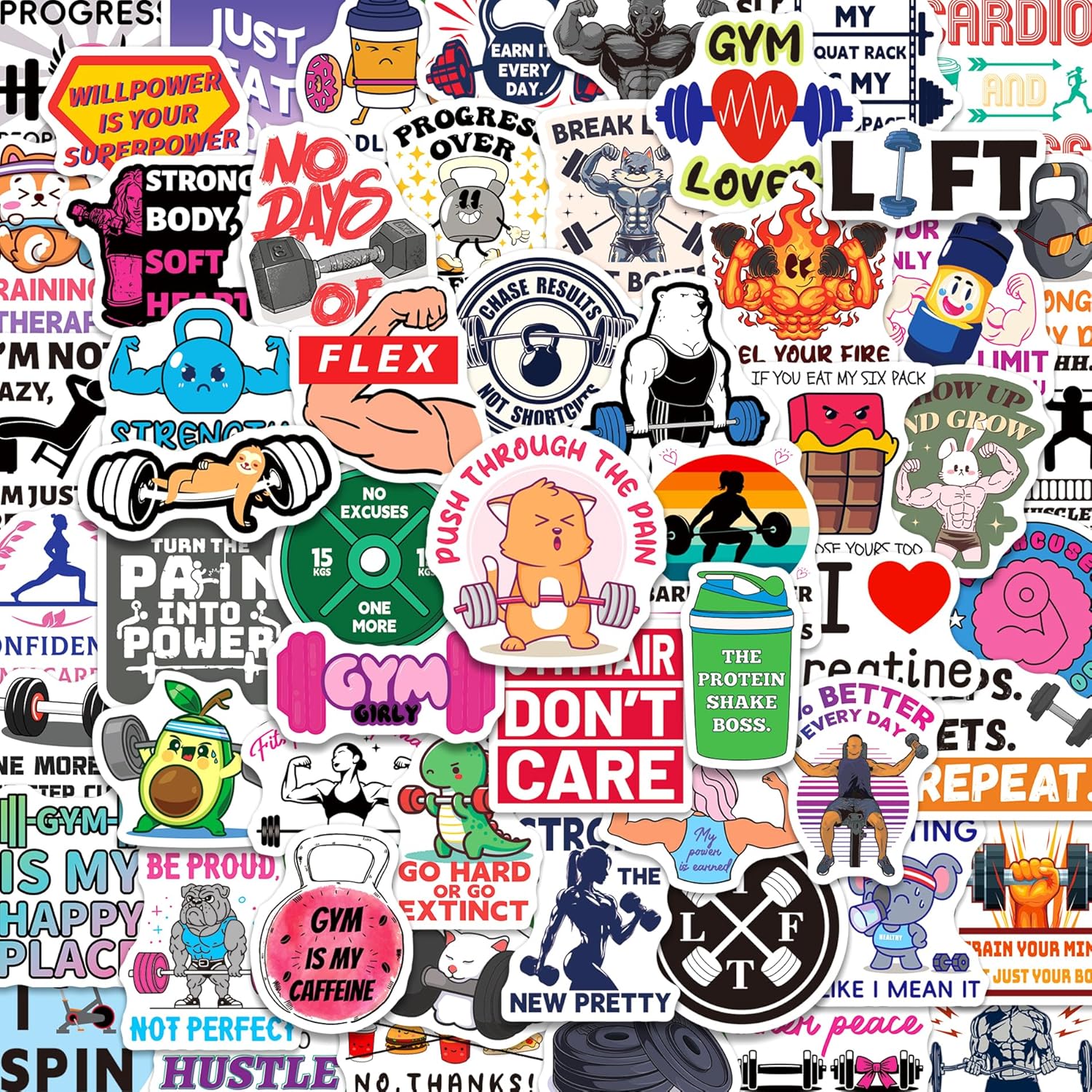200PCS Motivational Gym Stickers, Workout and Fitness Sticker Pack for Water Bottles, Laptops, Planners, Weightlifting Vinyl Decals for Men, Women, Teens