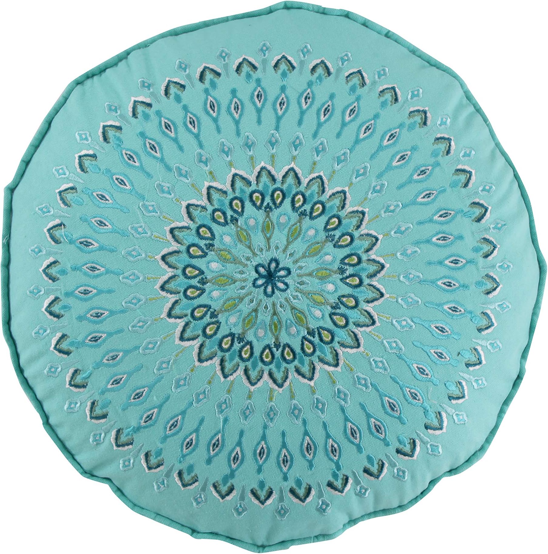 round teal pillow